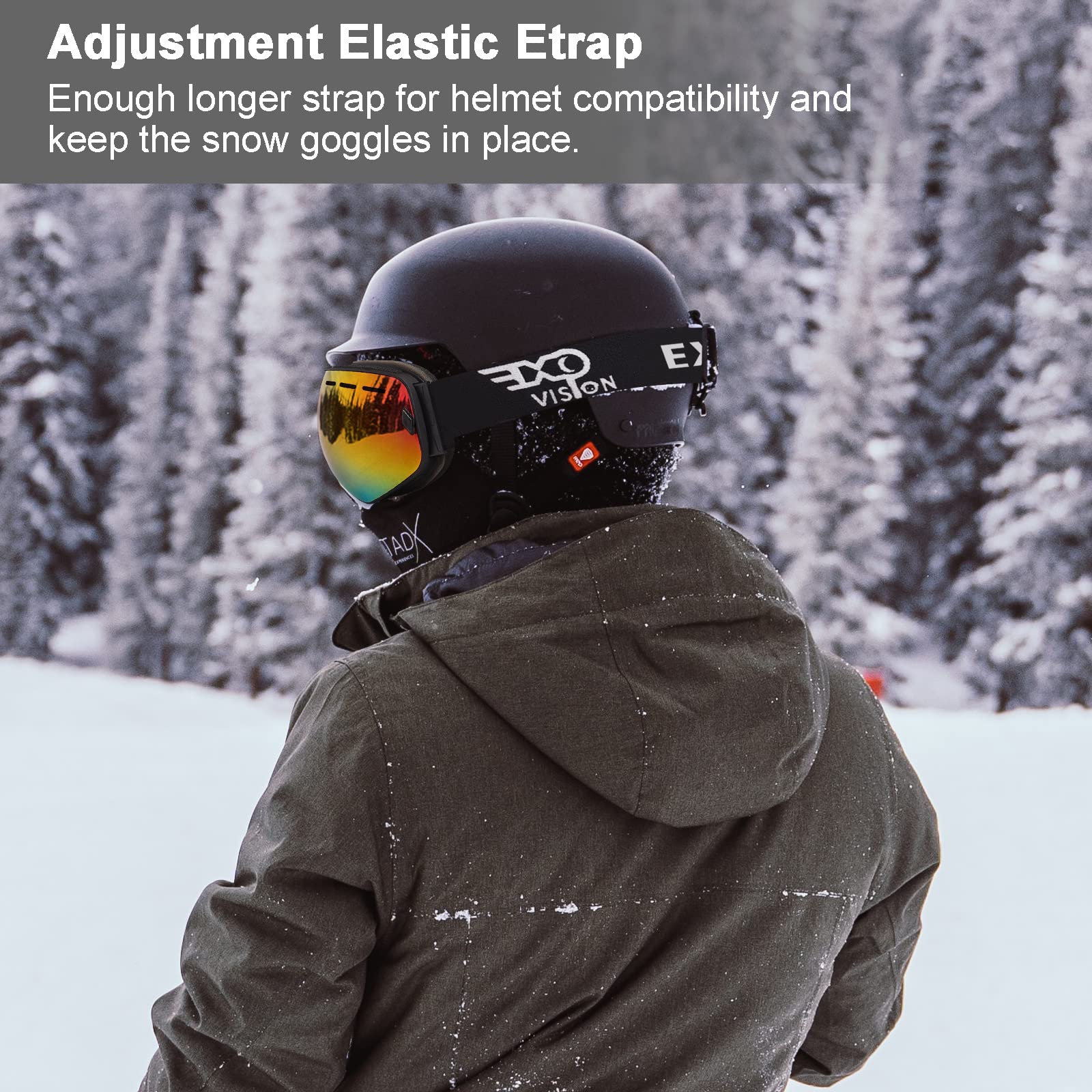EXP VISION Lunettes de ski et de planche à neige pour hommes, femmes, jeunes, anti-buée, OTG - Verres sphériques amovibles