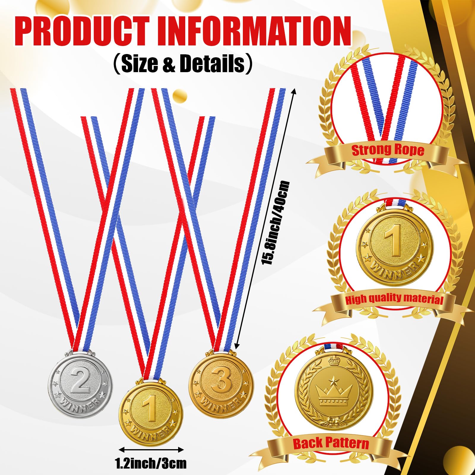 300 Stück Gold Silber Bronze Award Medaillen Metall Gewinner Award Medaillen mit Nackenband 1. 2. 3. Preis Medaille Gewinner Medaille für Erwachsene, Wettbewerbe Party Favor, Buchstabieren