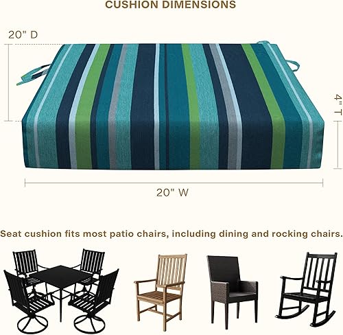 Miniatura 6 de Honeycomb Cojines de asiento de comedor para interiores y exteriores relleno de poliéster reciclado, resistente a la intemperie, 2 unidades Paquete