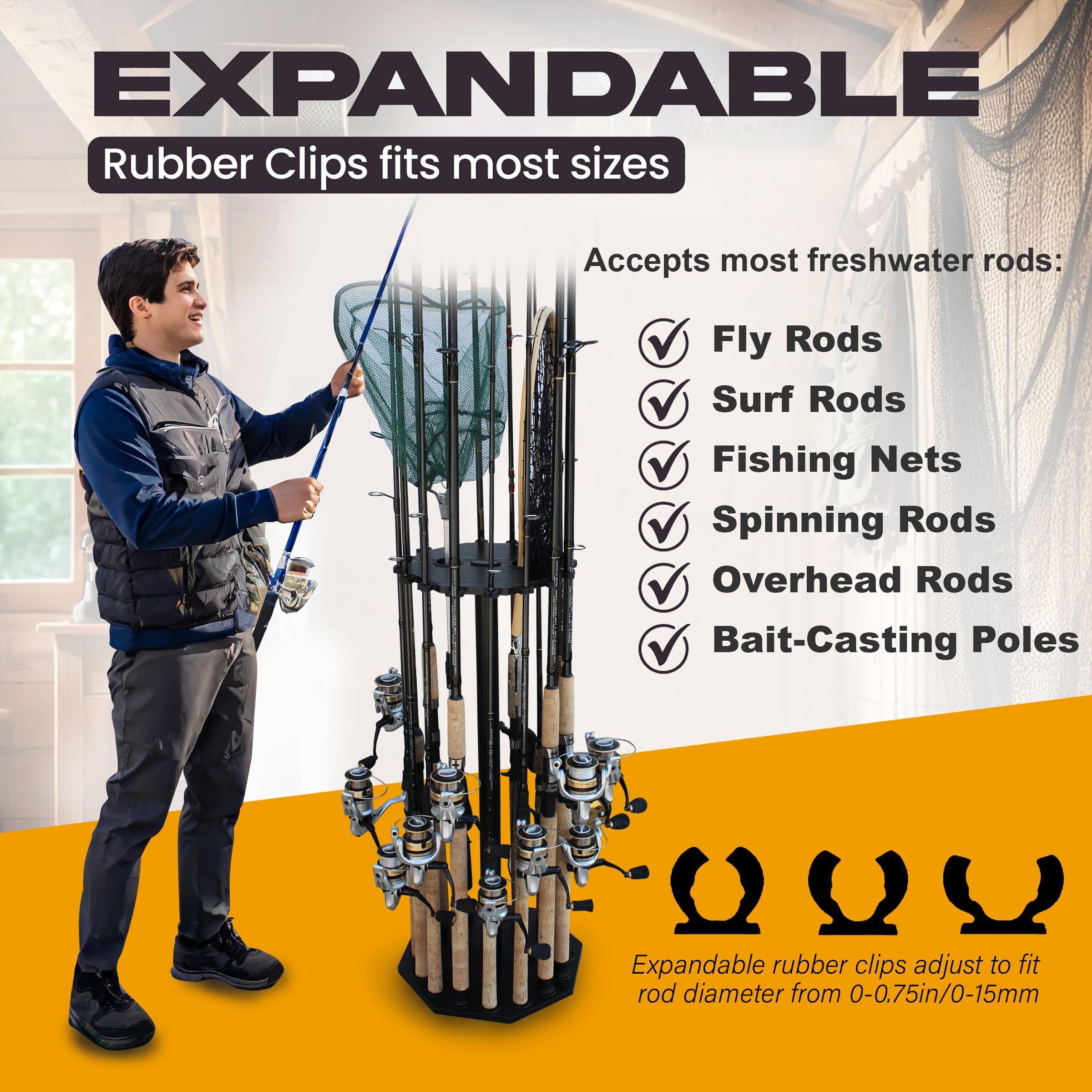 Pole Storage Rubber Fishing Rod Clips Fishing Rod Clip Pole