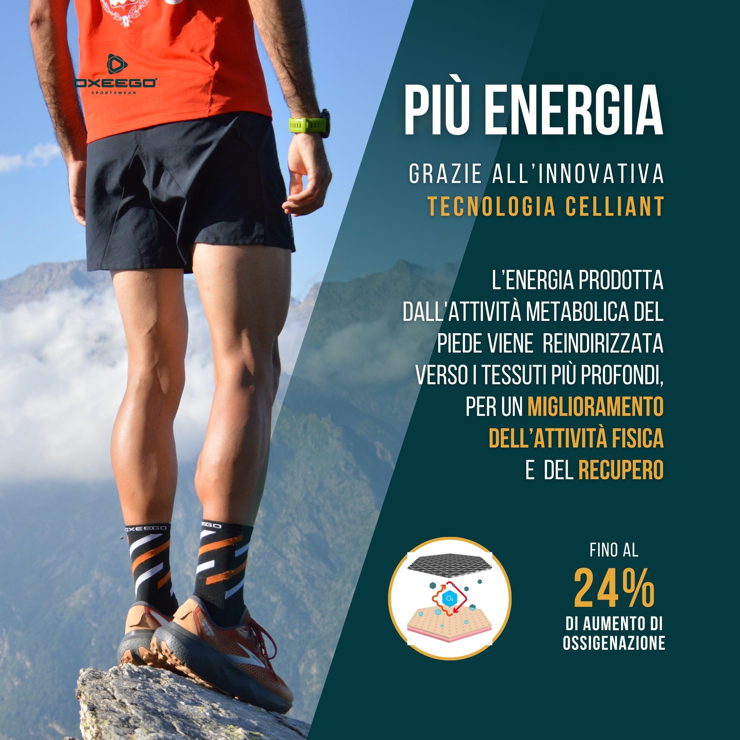 Calze Running a Compressione, Termiche, Ossigenanti e Antibatteriche - Calzini Rinforzati da Corsa su Strada e Terreni Misti (Stripes)