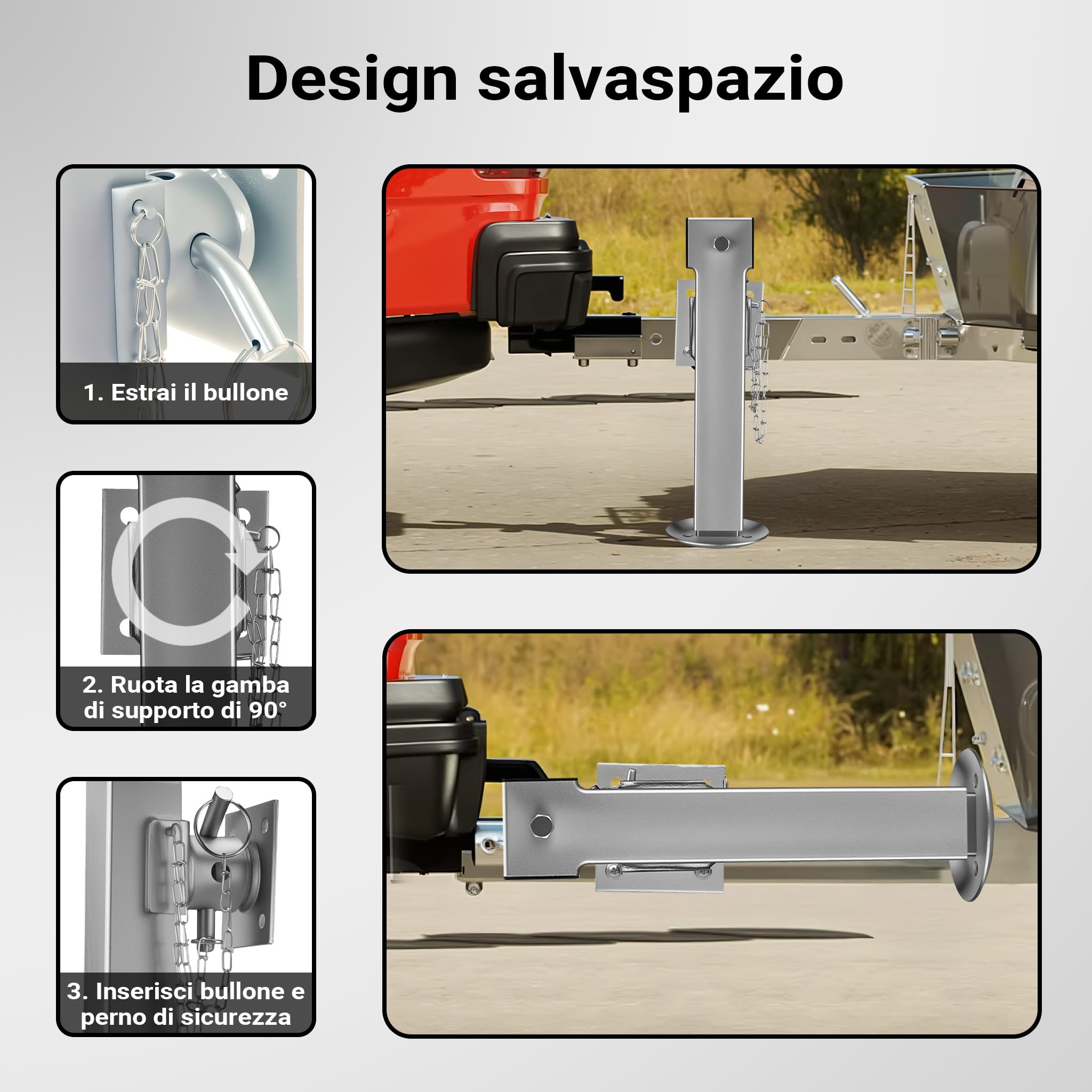 XPOtool Stabilizzatori rimorchio, Set 2 Piedi di Supporto Pieghevoli Max 1350 kg a Piede