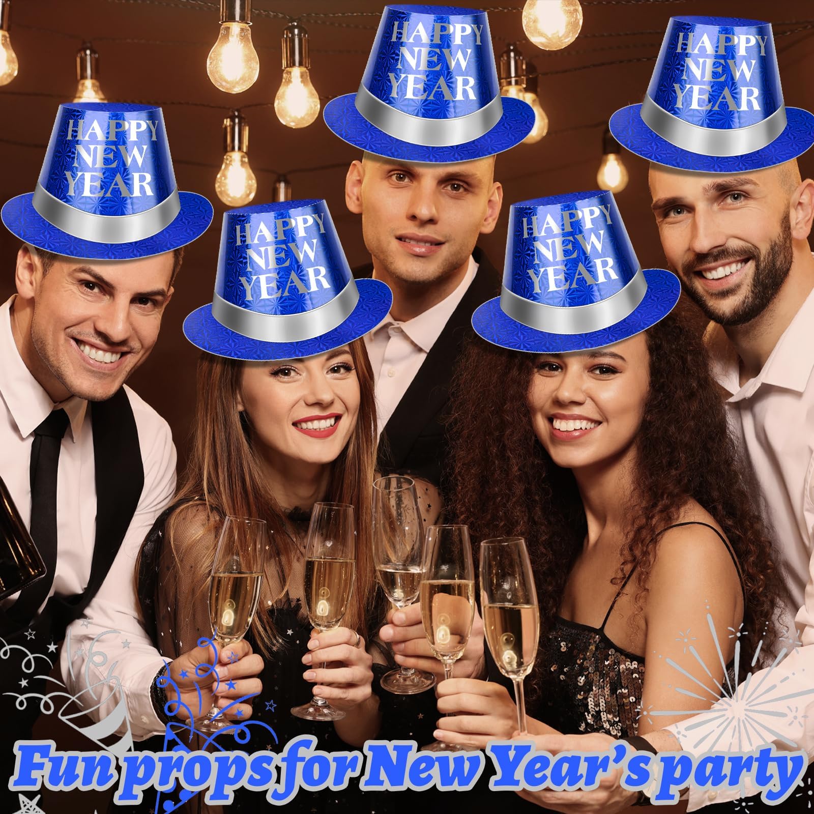 Denylo pro Silvester-Party-Zubehör, Glitzer-Papierhüte, Silvester-Hüte für Silvesterparty, Foto-Requisiten