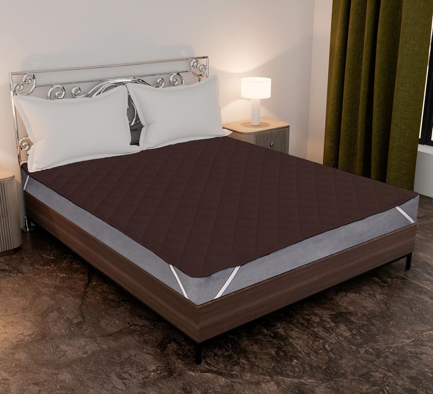 ACHIR 100% Waterproof Polycotton Breathable Corner Elastic Fitted Style Mattress Protector/Bed Cover – Twin Size, 48×78 Inch, 121.92×198.12 CM, 4ftx6.5 Feet – Brown