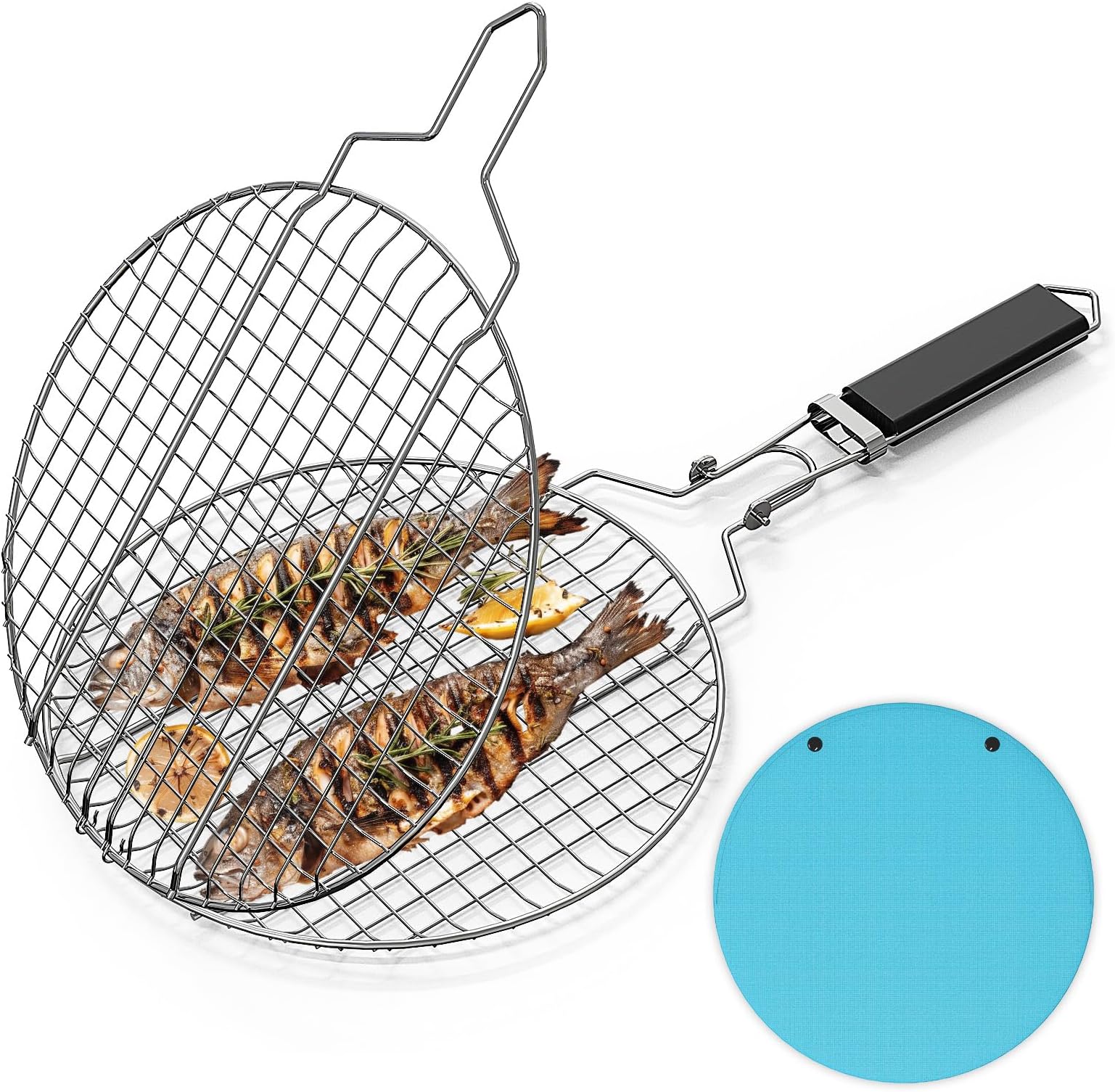 Amazon.com: Angoily Round Grill Basket, Folding Stainless Steel ...