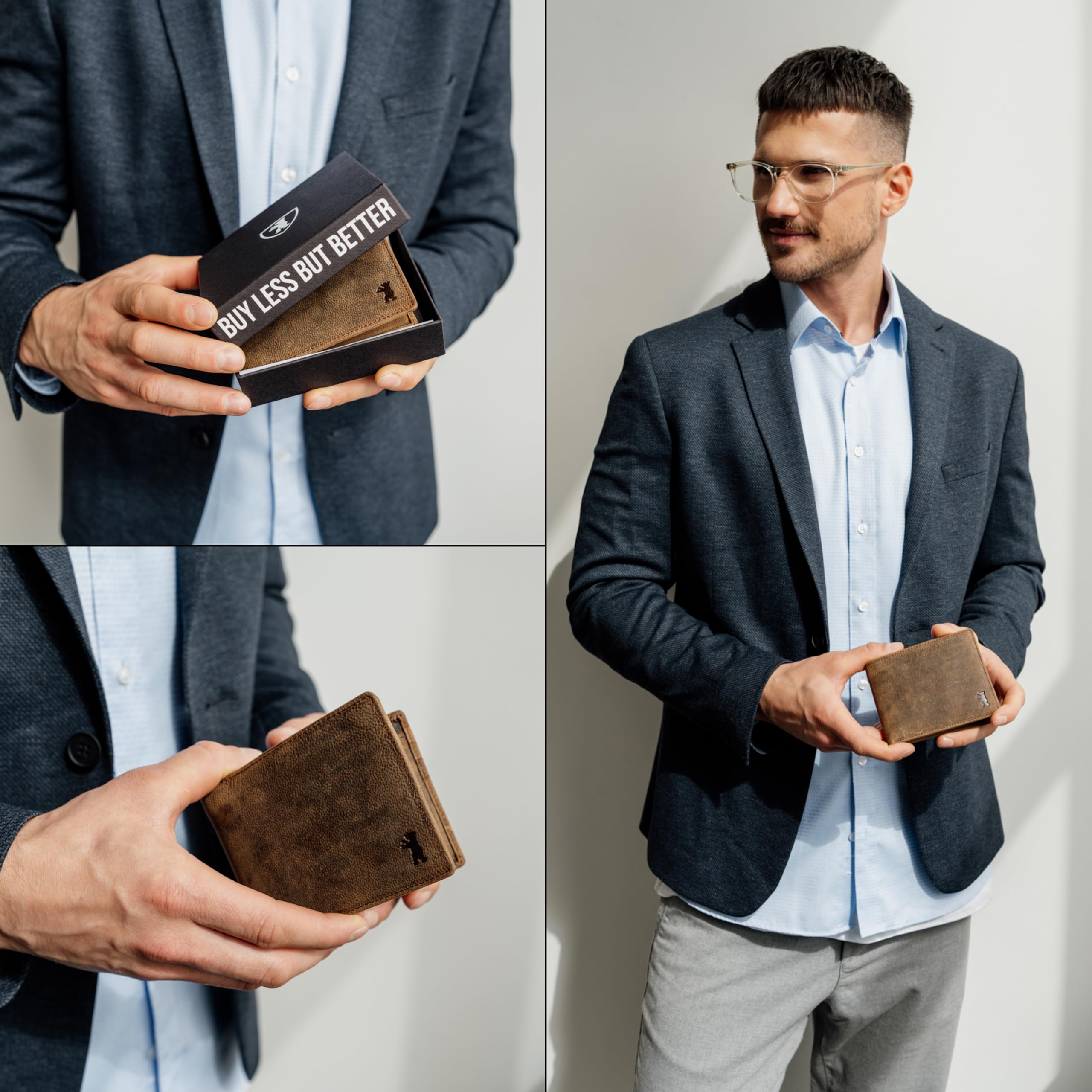 Berliner Bags Vintage Geldbörse, Portmonee aus Leder, Geldbeutel mit TÜV-geprüftem RFID-Schutz, für Herren - Braun