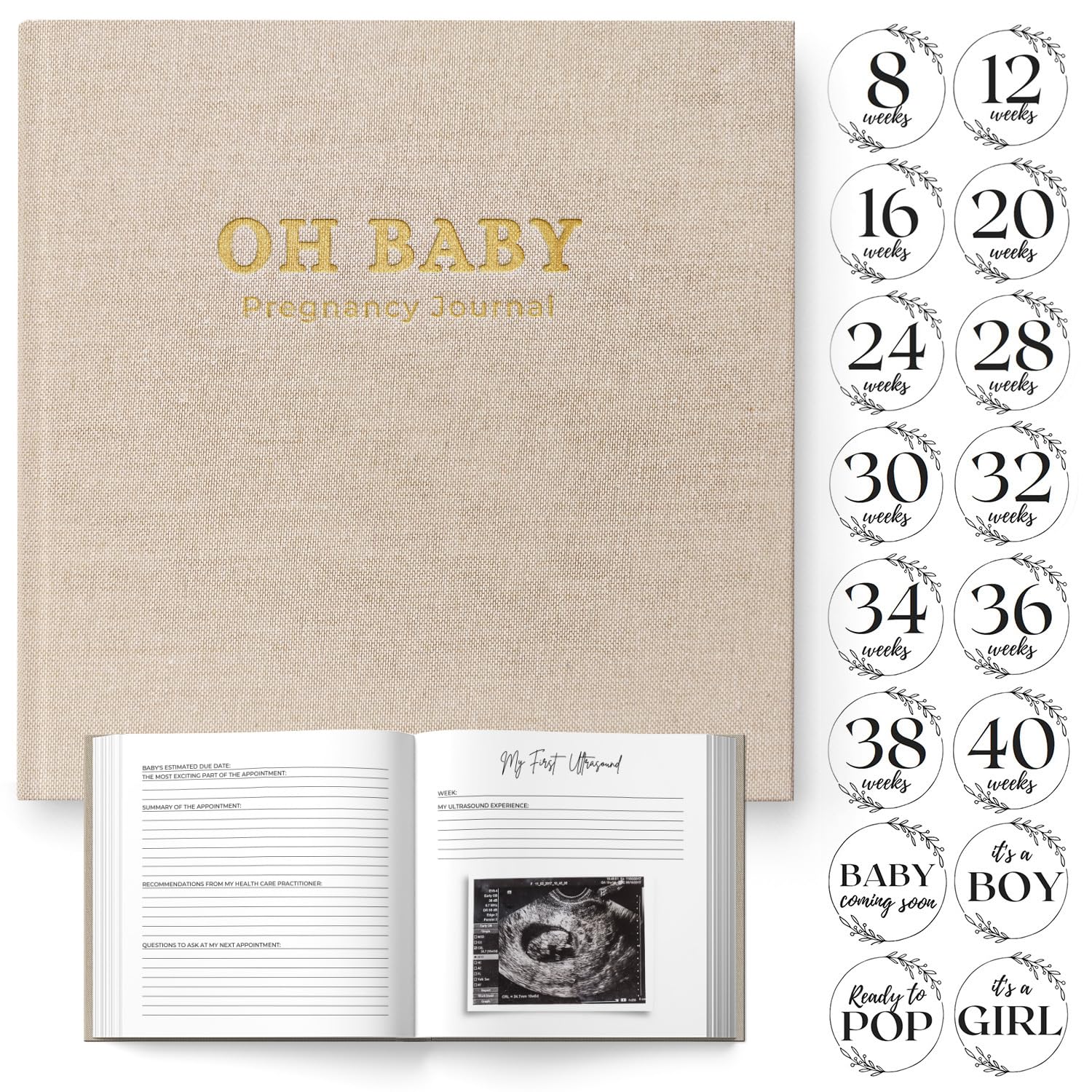 LUMOSX Pregnancy Journal & Memory Book – Includes Baby Bump Stickers, Gender Neutral Keepsake, Best Gift for Expecting Moms & Baby Showers