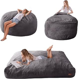 MAXYOYO Giant Bean Bag Chair Bed for Adults: Convertible to Floor Mattress, High-Density Foam, Machine Washable Cover