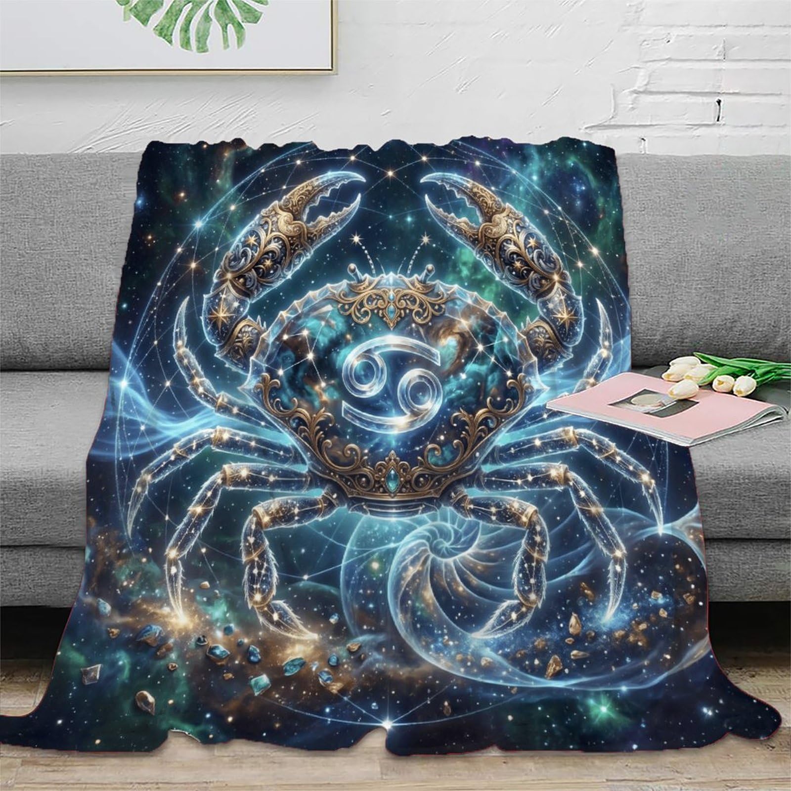 W7C8U2X3 Zodiac Cancer Constellation for Warm Throw Blanket, Office Nap Use