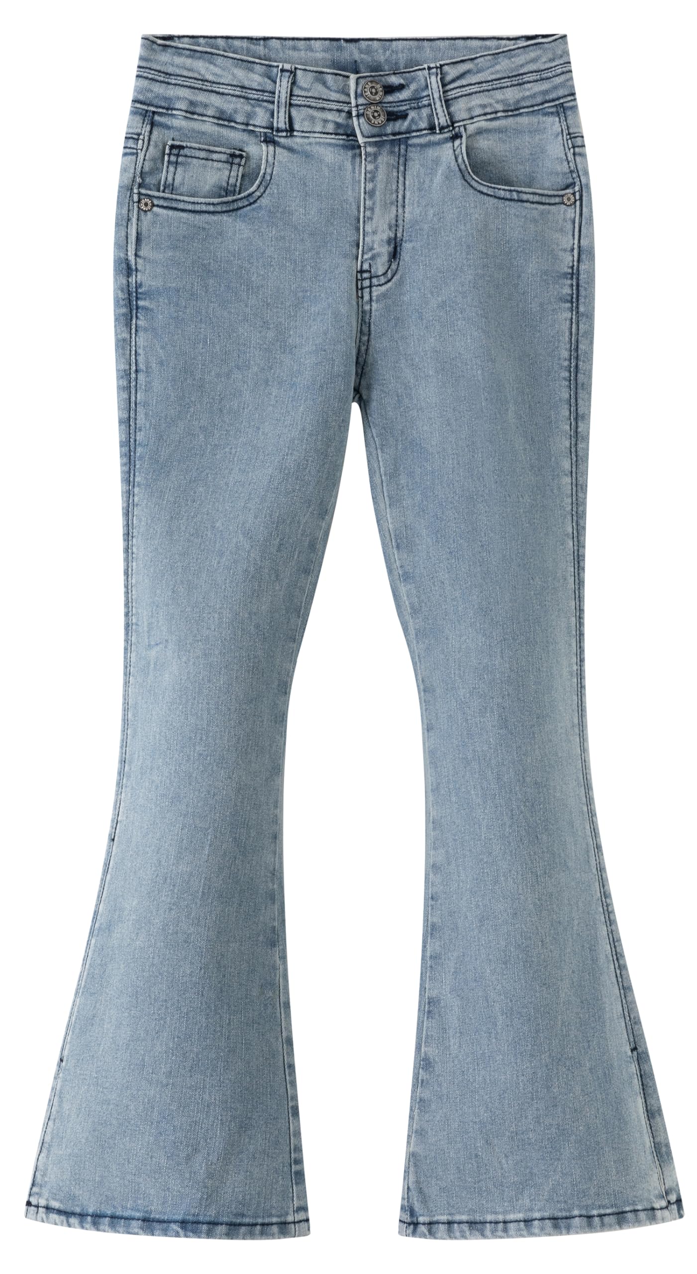KIDSCOOL SPACE Jeans da Ragazza, Pantaloni di Jeans Elasticizzati con Fondo a Zampa d'elefante a 3 Bottoni