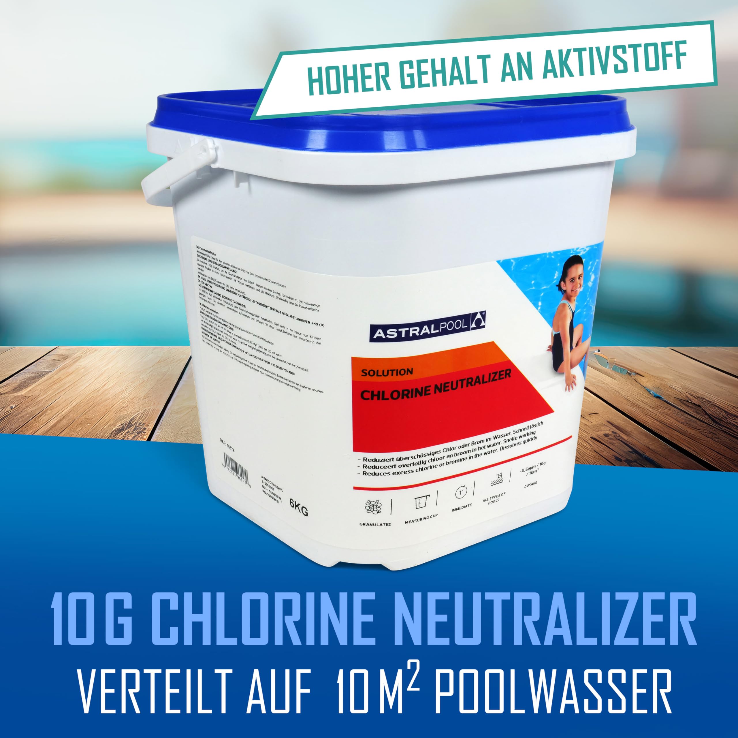 Astral Pool Chlor Neutralisator 6,0 Kg - Reduziert überschüssiges Chlor & Brom im Wasser - Schnell und rückstandsfrei löslich