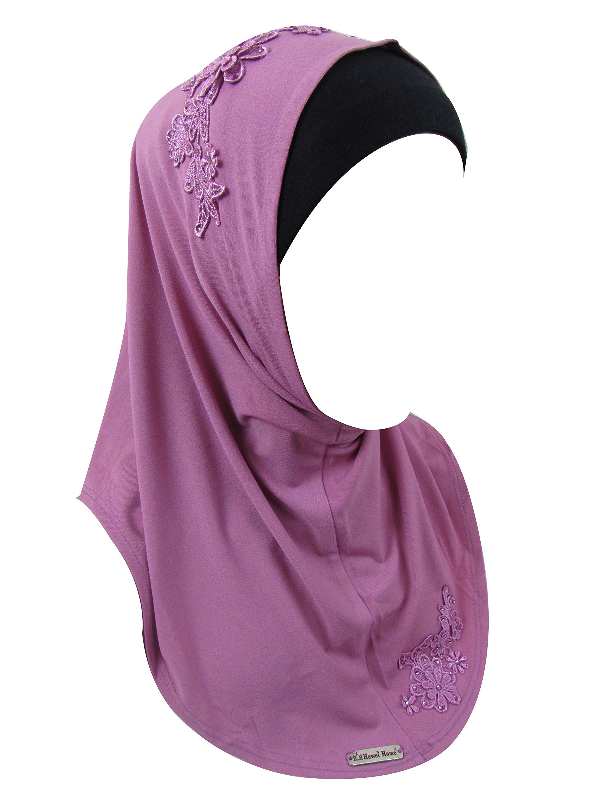 Instant Amira Hijab with Top and Front Daisy Applique Mauve