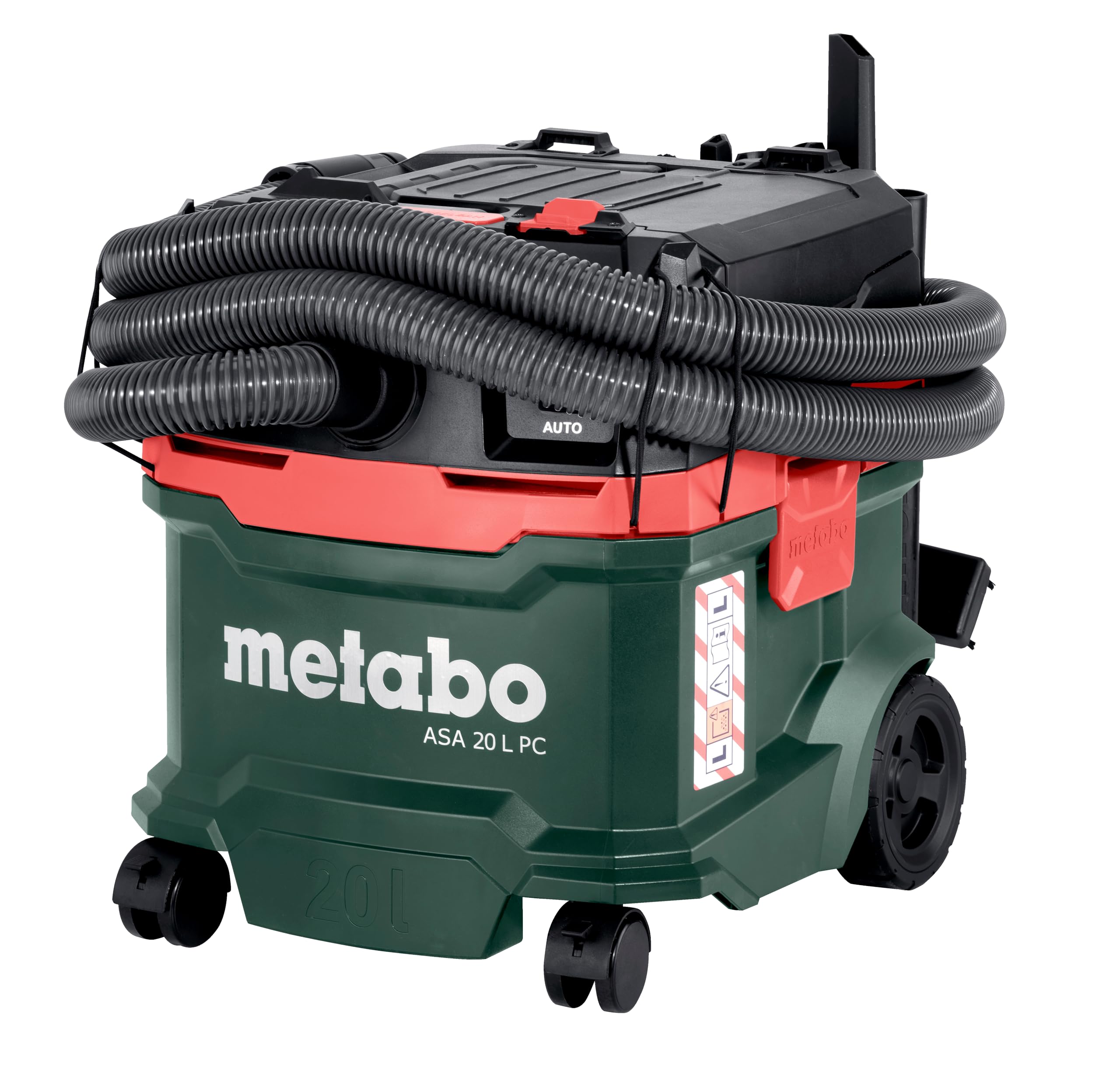 metabo ASA 20 L PC, Aspirateur Eau et Poussière 1200 W, Classe L | Nettoyage de filtre manuel PressClean, cuve 20 l, fonction soufflerie, câble 5,5 m, avec accessoires, sans sac