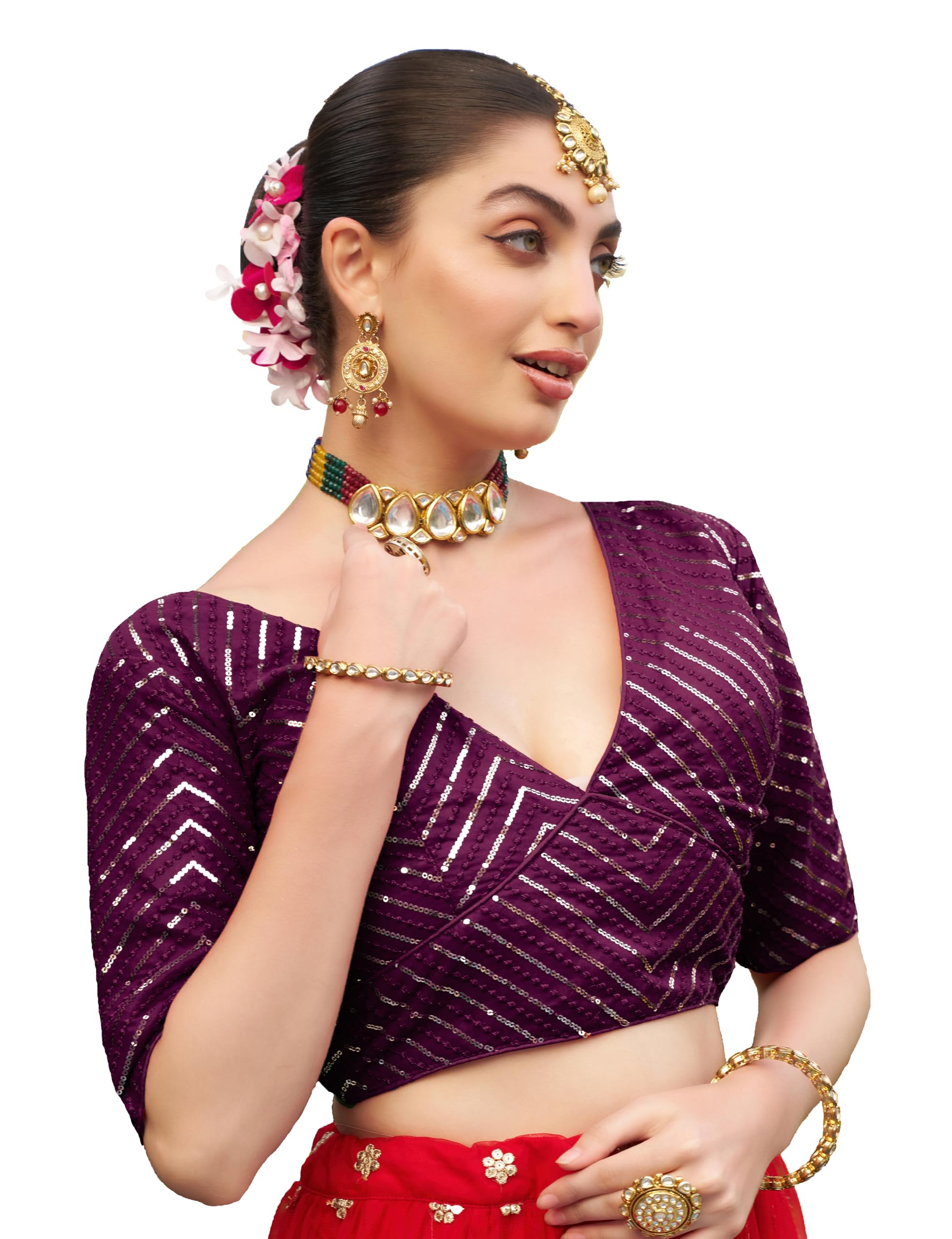 Pujia MillsWomen Georgette Half Sleeve Blouse