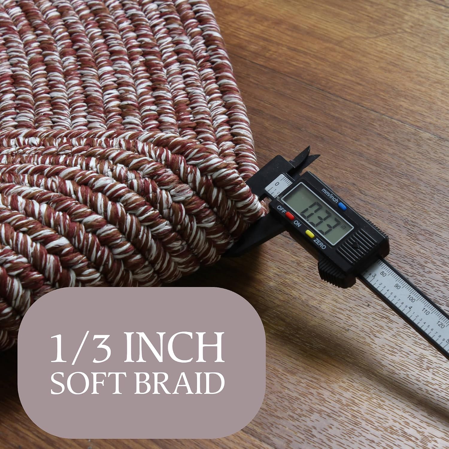 Terracotta Braided Rug 2' X 3' Oval Premium Indoor Outdoor Rug for Entryway, Kitchen, Bathroom - Made in USA
