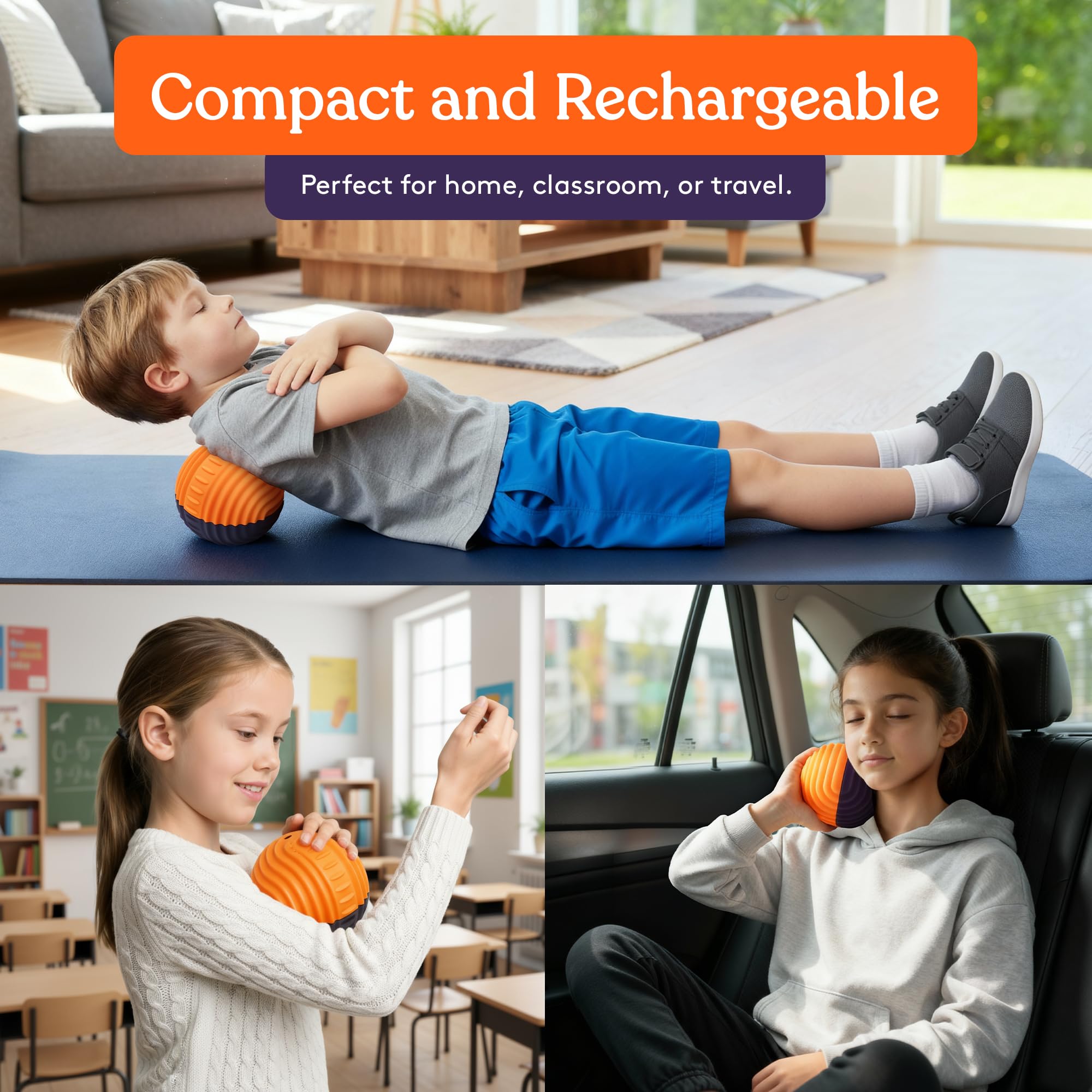 Special Supplies Sensory Massage Ball - Orange & Purple - 4 Vibration Modes, Tactile Stimulation, Stress Relief, Therapy & Sensory Tool for Kids and Adults — Amazon image 5