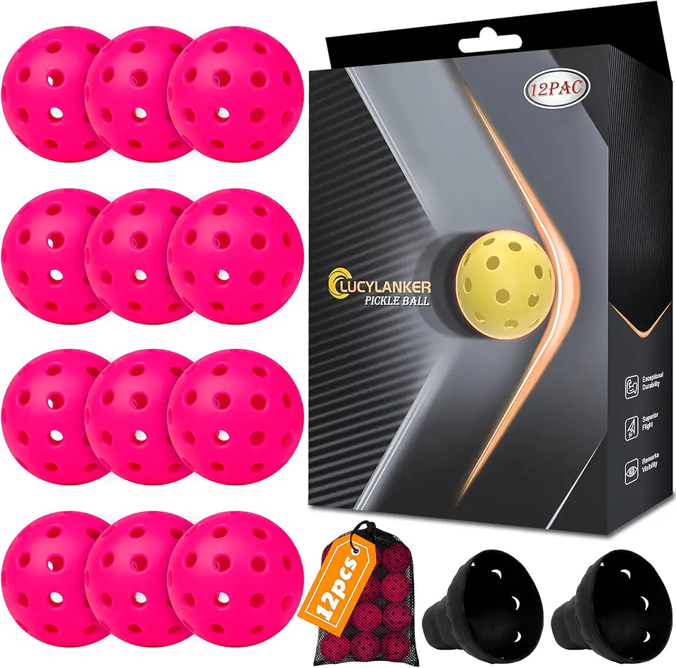 Bolas de Pickleball Al Aire Libre, 40 Agujeros para Juegos Deportivos, Duraderas y de Alto Rebote para Todos Los Estilos de Paleta