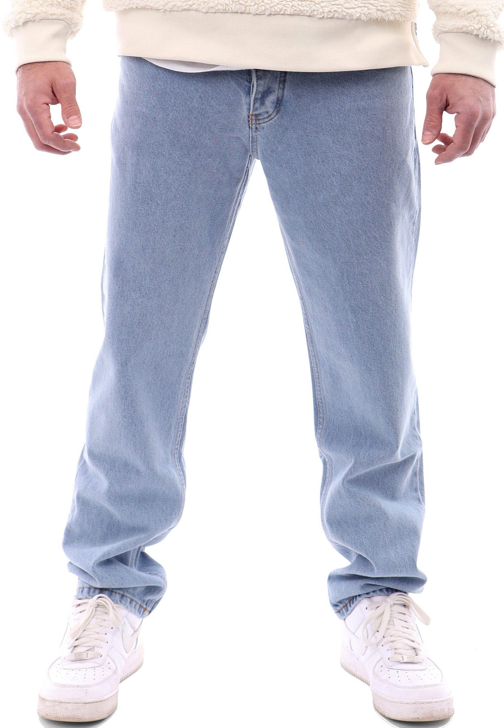 Reslad Jeans Herren Loose Fit l Herrenhose mit Knopfleiste l lässige Männer-Jeanshose RS-2105