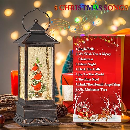 Miniatura 20 de Linterna musical de globo de nieve de Navidad, linterna giratoria brillante de 12 pulgadas con temporizador de 6 horas, alimentado por USB