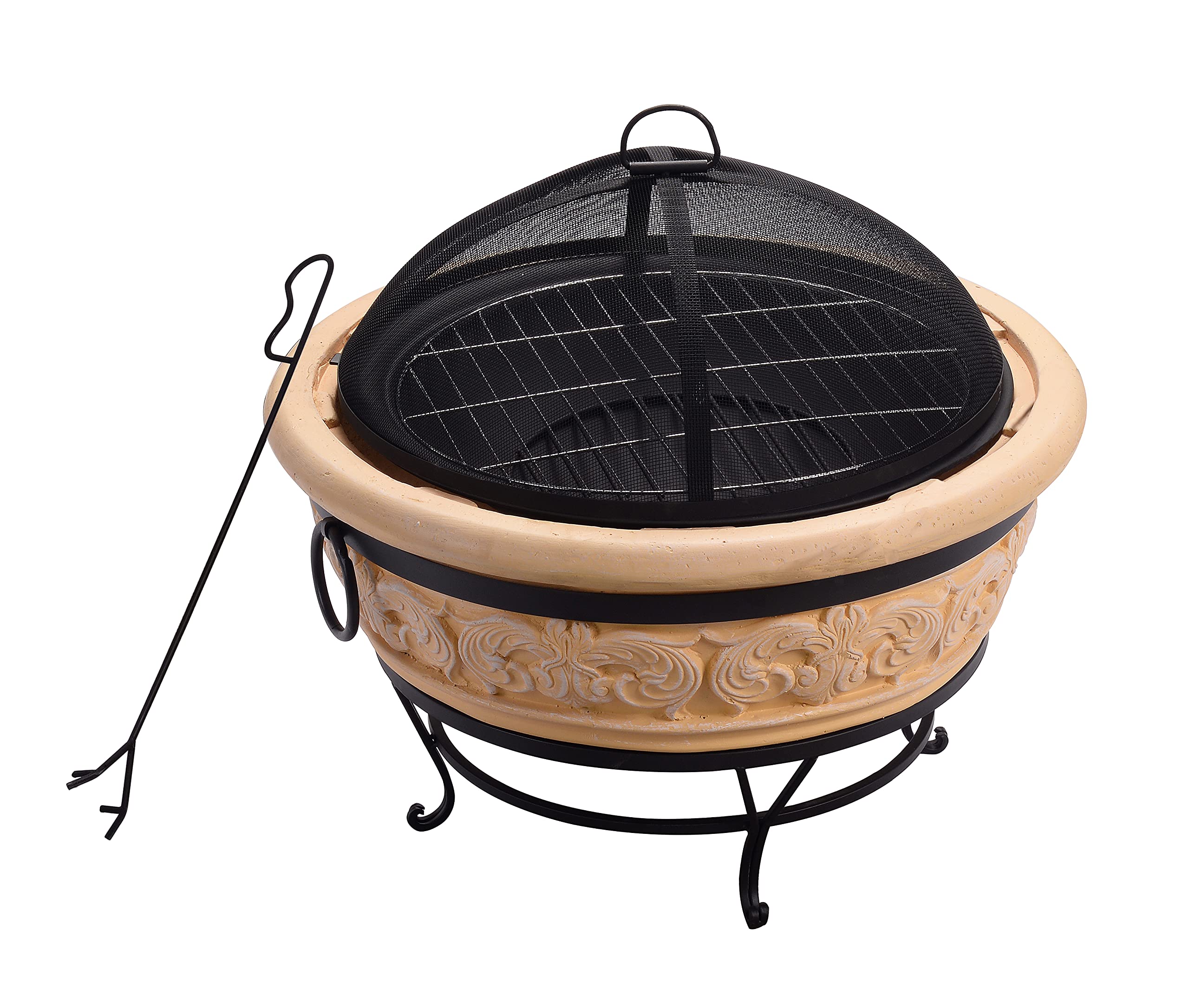 Peaktop - Braciere da Esterno, Rotondo Design 68 cm, a Legna HR26303AA-S