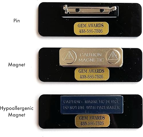 Miniatura 4 de Custom Name Tags w/Scratch Resistant Metal Front & Hard Plastic Back (1.25 x 3 Inch, Silver)