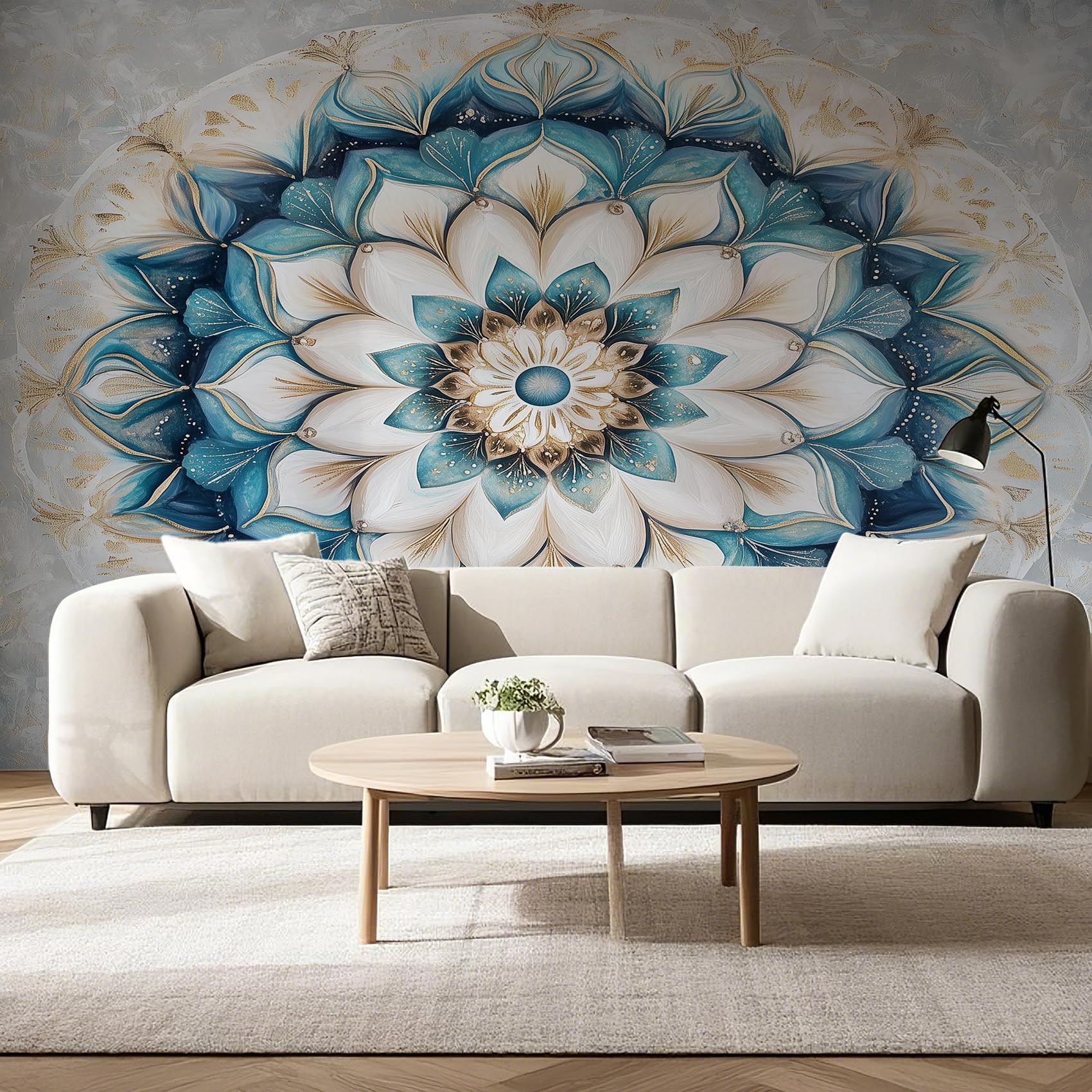 Fdt&-84 - Carta da parati fotografica, motivo mandala floreale, 300 x 210 cm, per soggiorno, camera da letto, corridoio, meditazione, lusso