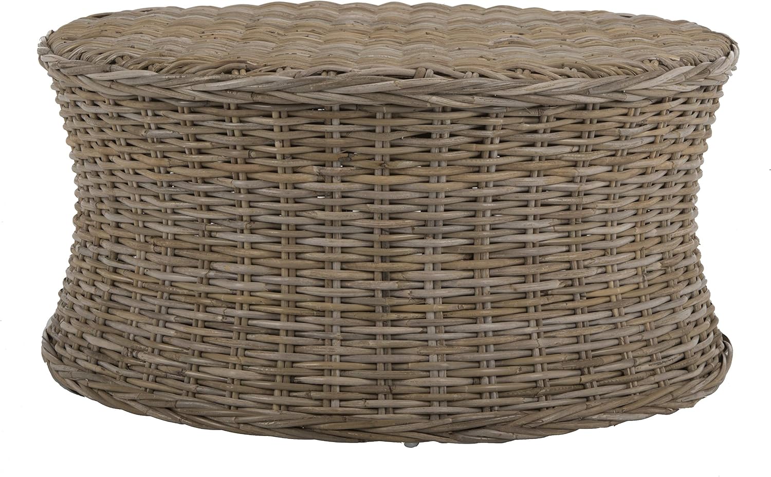 SAFAVIEH Home Collection Ruxton Black Rattan Round Coffee Table Ottoman
