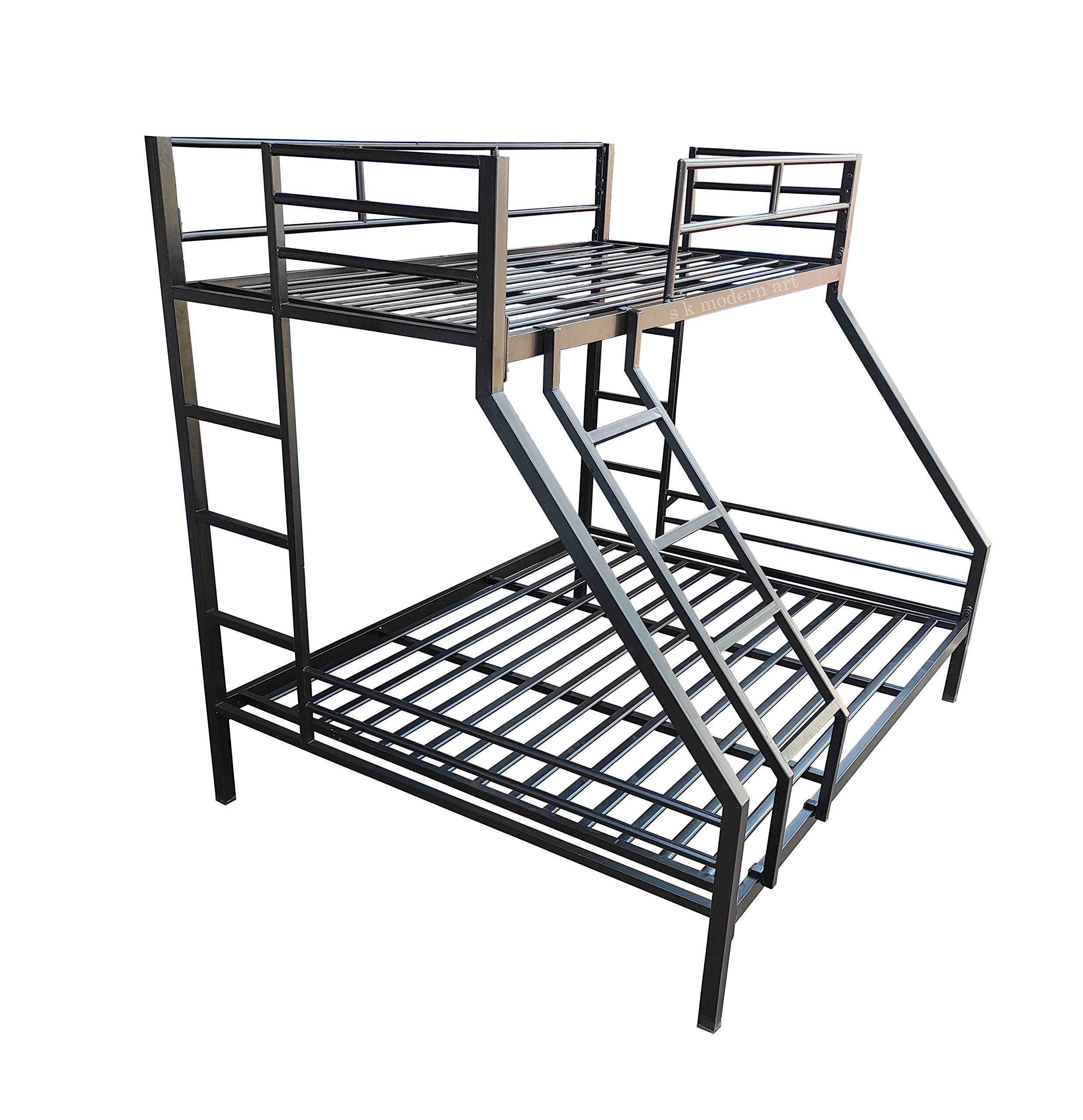 S. K. MODERN ART Metal Twin Bunk Bed Without Mattress (5 x 6) + (3 x 6) Feet, Black Powder Coated