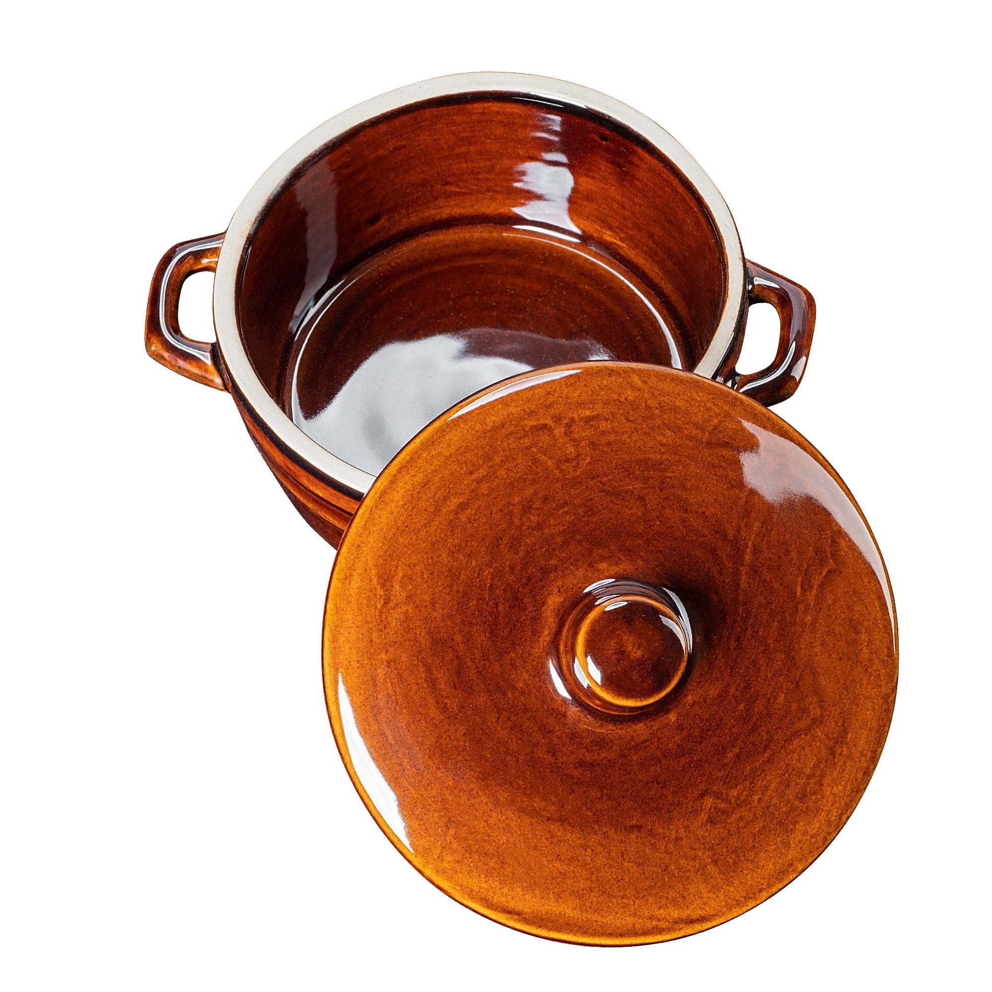 KADAX Garnek z kamionki, garnek ceramiczny z bocznymi uchwytami i pokrywą, kociołek kamionkowy odporny na mycie w zmywarce, ceramiczny garnek do fermentacji rzemieślniczej, słoik do konserw