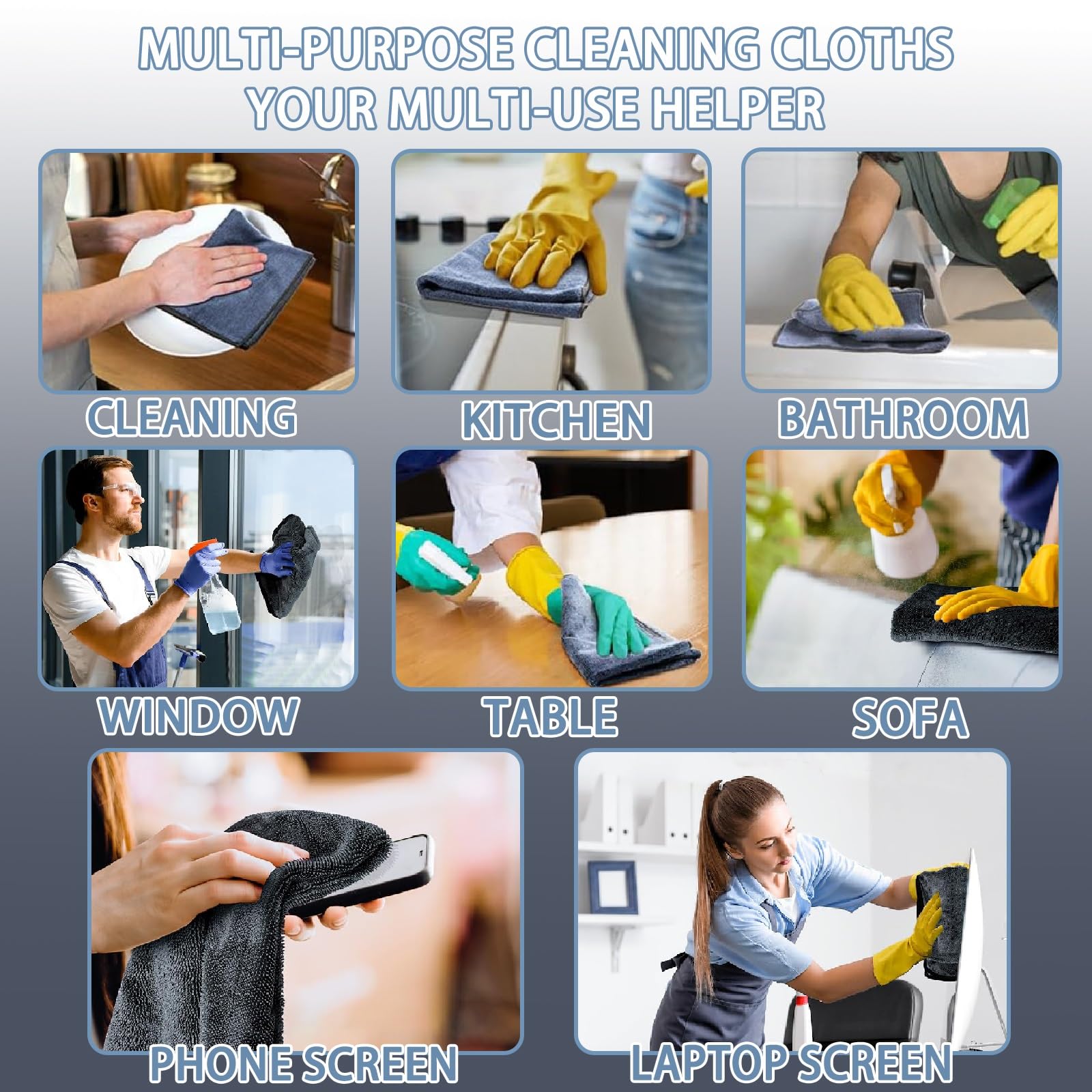 Thickened Microfiber Cleaning Cloth Set of 2 Car Washing Towels Scratch-Free for Suvs Rvs Trucks Boats TV Glasses — view 6