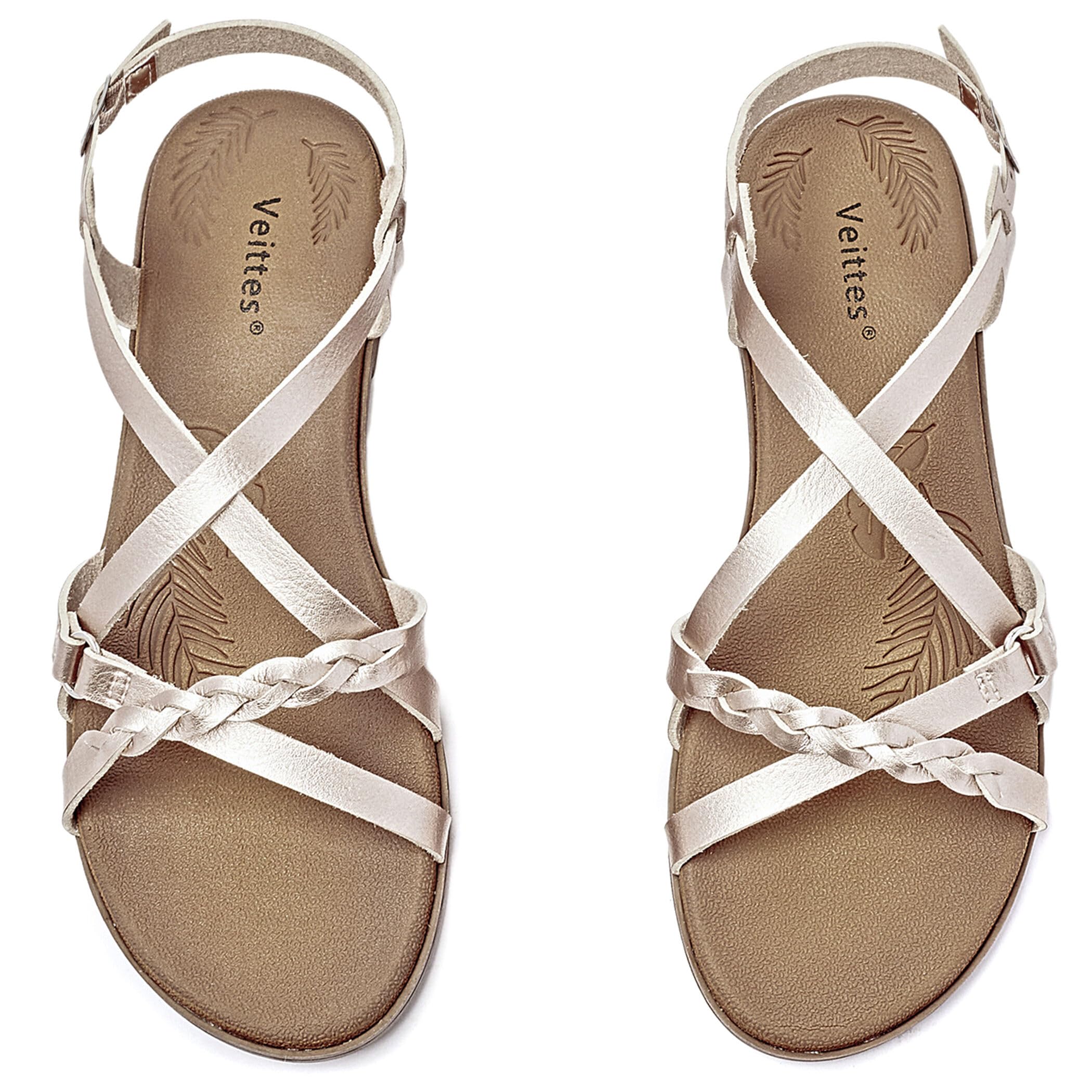 Veittes Women's Casual Flat Sandals,Fashion Braided Criss Cross Strap Braided,Adjustable Ankle Straps, Open Toe Summer Sandals