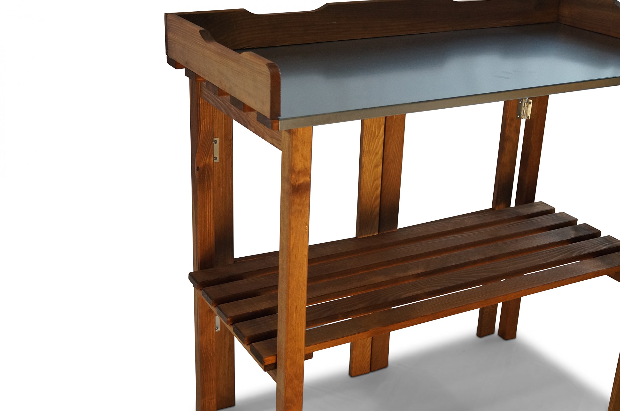 Pflanztisch klappbar mit verzinkter Arbeitsplatte braun B90 x T40 x H86 cm