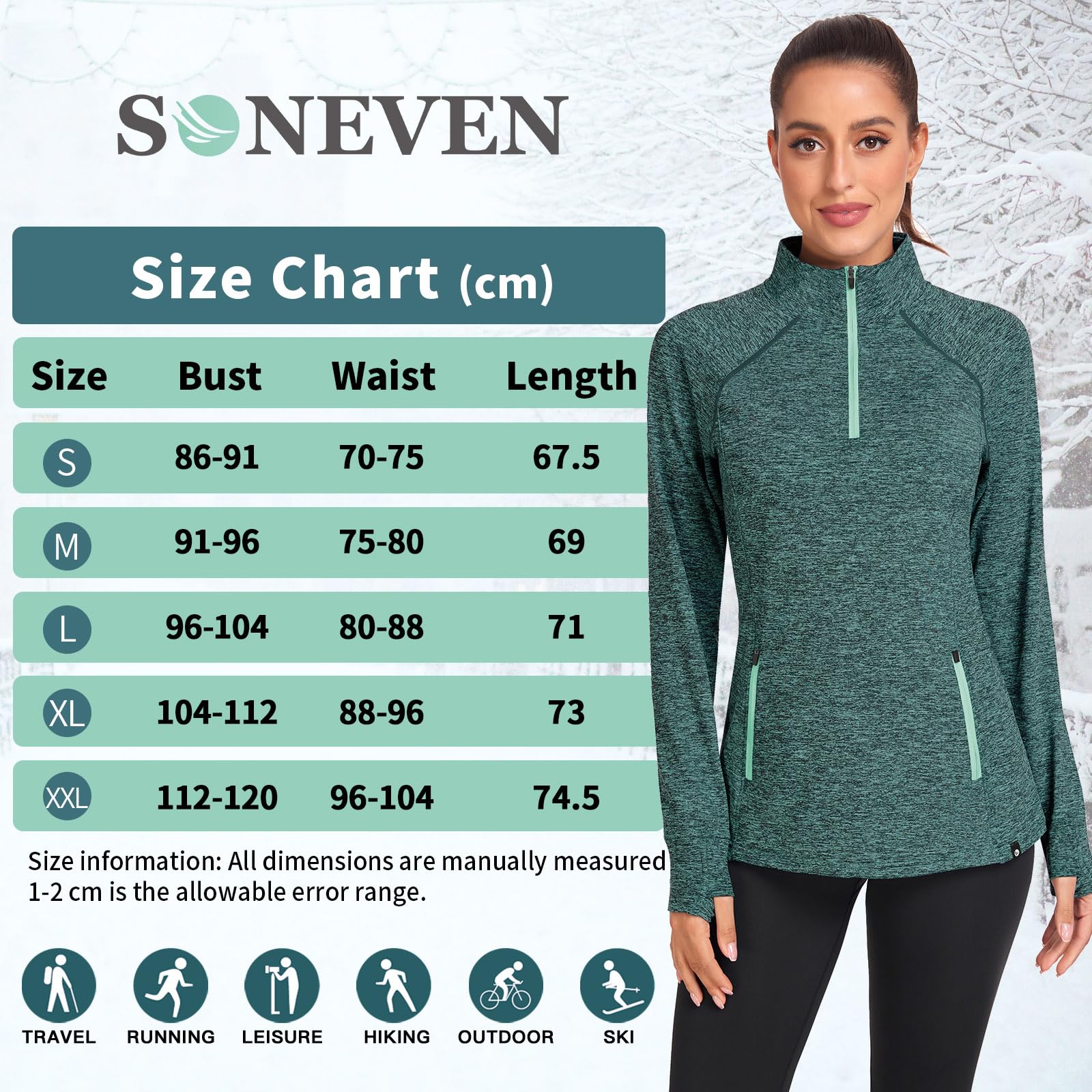 Soneven Damen Fleecepullover Stehkragen Hoodie Mit 1/4 Zip Pullover Sweatshirt Langarmshirt Oberteile Pulli für Herbst Winter