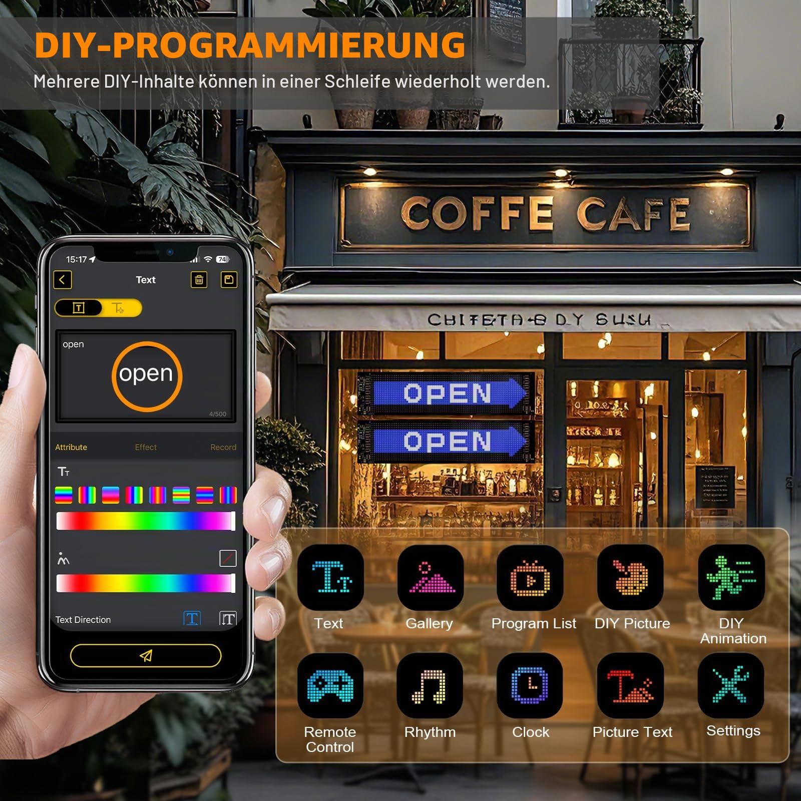 2er Led Augen für LKW 12*60cm, Devil Eyes Augen für Auto PKW IP65 Wasserdicht Led Matrix Panel Led-Anzeige Programmierbar mit APP-Steuerung und Fernbedienung für Led Laufschrift Halloween Deko