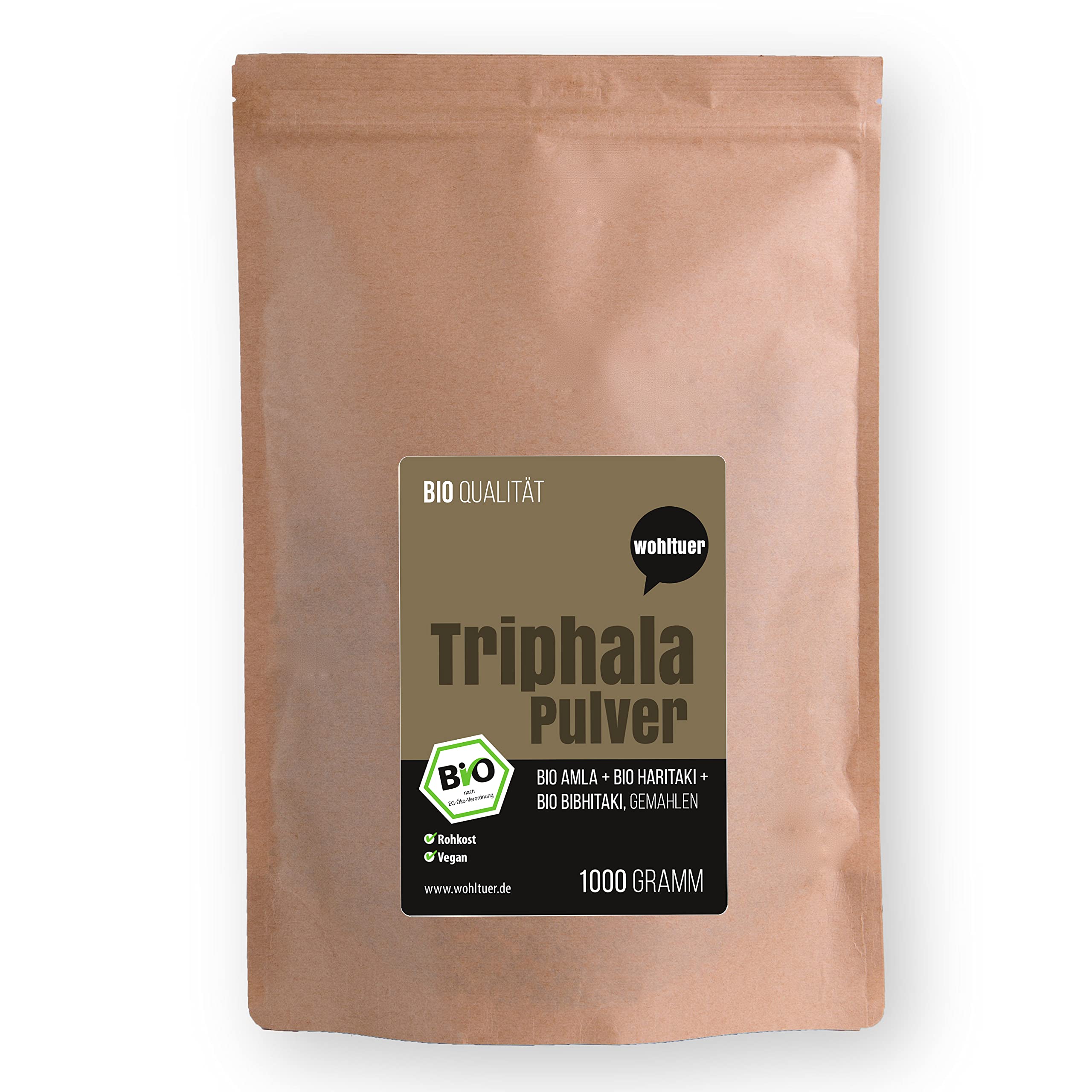 Polvere di Triphala biologica 1000 g – Contiene amla biologica, haritaki bio e bibithitaki macinato – ayurvedico