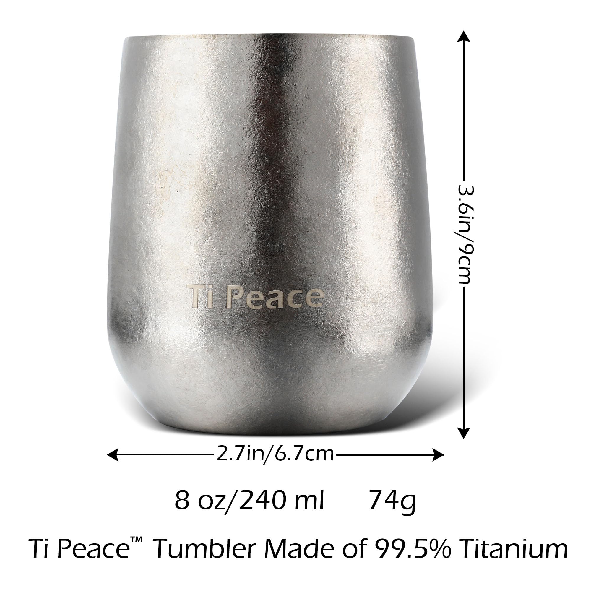 Amazon.com: Ti Peace 葡萄酒杯,8 盎司(約226.8 毫升)鈦金屬酒杯,絕緣