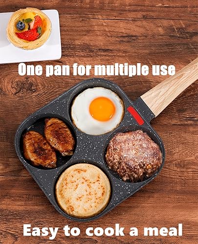 Miniatura 7 de Sartén antiadherente para huevos de 4 tazas y sartén de granito, versátil sartén de desayuno para huevos, panqueques, plett, crepes, compatible con