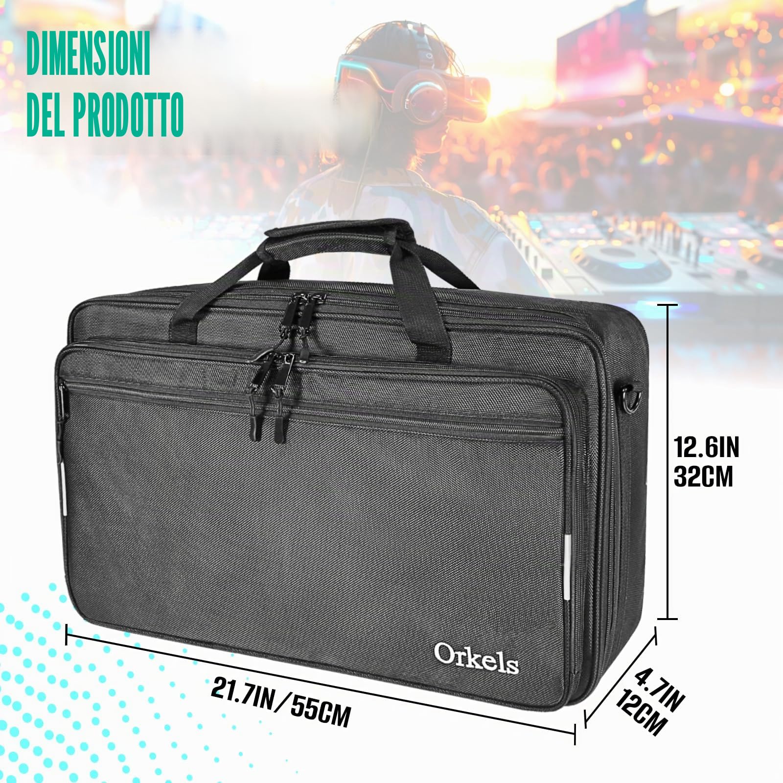 SUNDOY Custodia per controller DJ con spallacci per controller DJ Hercules/Denon/Numark, Nero , 55x32x12-CM, Raffred