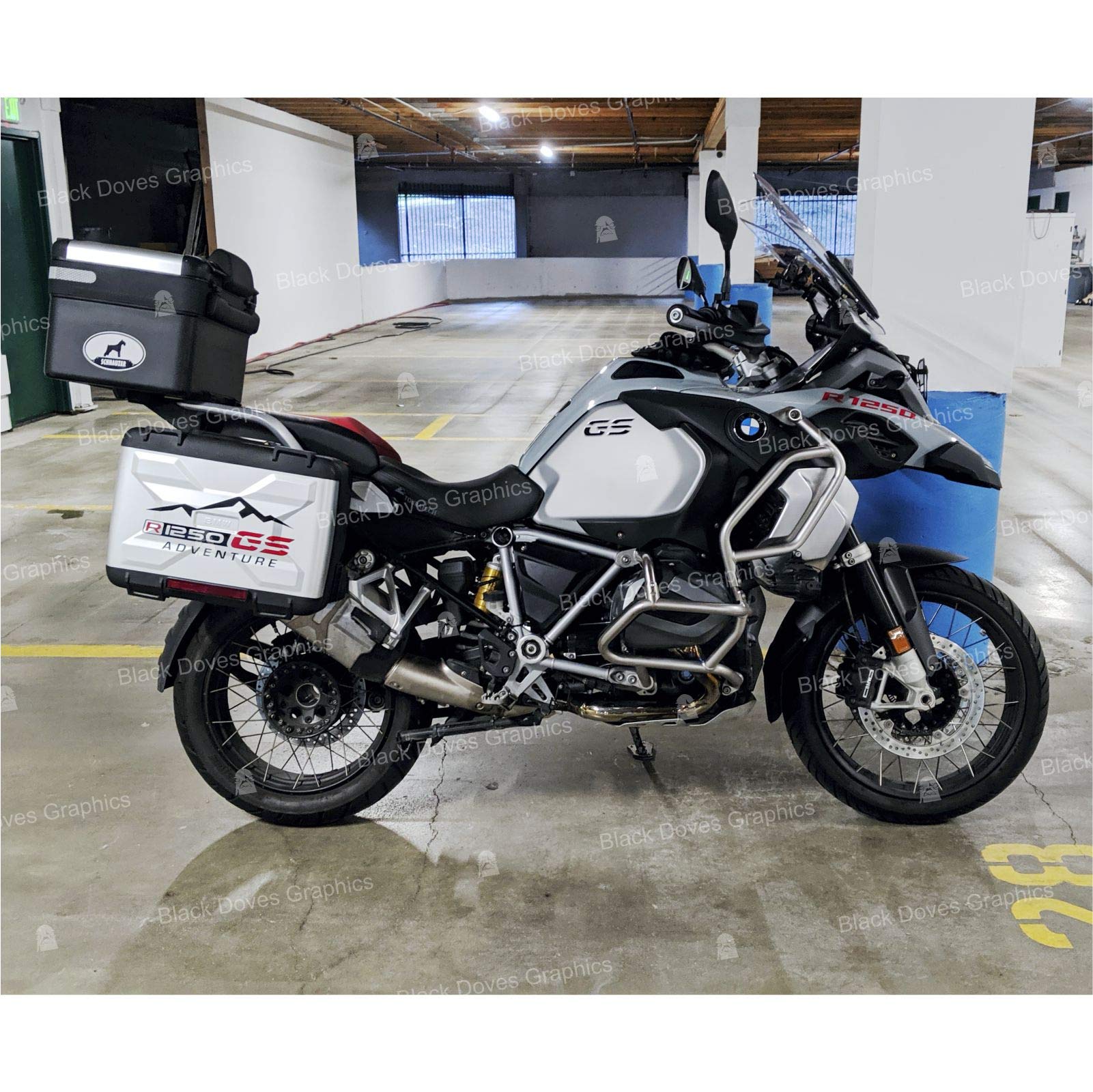 2er-Set Aufkleber Für BMW R1250GS Adventure – Schwarz/rot, Reflektierend, Kompatibel Mit Touratech & GIVI