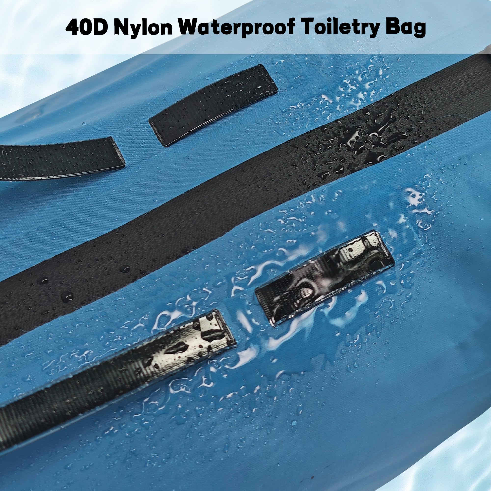 Neceser impermeable para viajes, estilos de cremallera, organizador de artículos de tocador de nailon 40D con correas de hombro para hombres y mujeres, accesorios de viaje, 2 paquetes azul