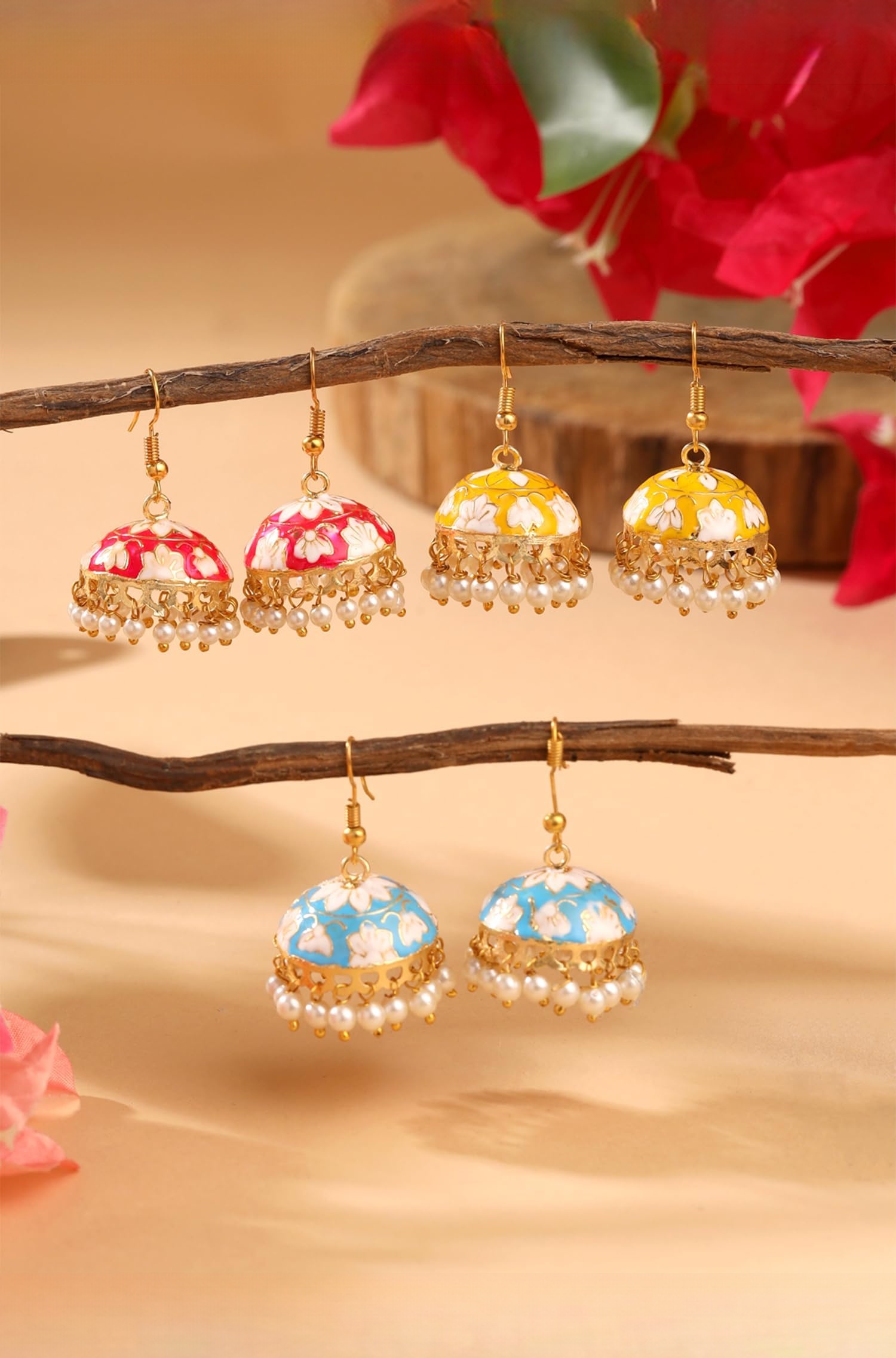 Yellow Chimes Big Jhumka Earrings For Women | Meenakari Earring | Wedding Jhumka Long Earings Fashion Earrings | Minimal Earrings For Women