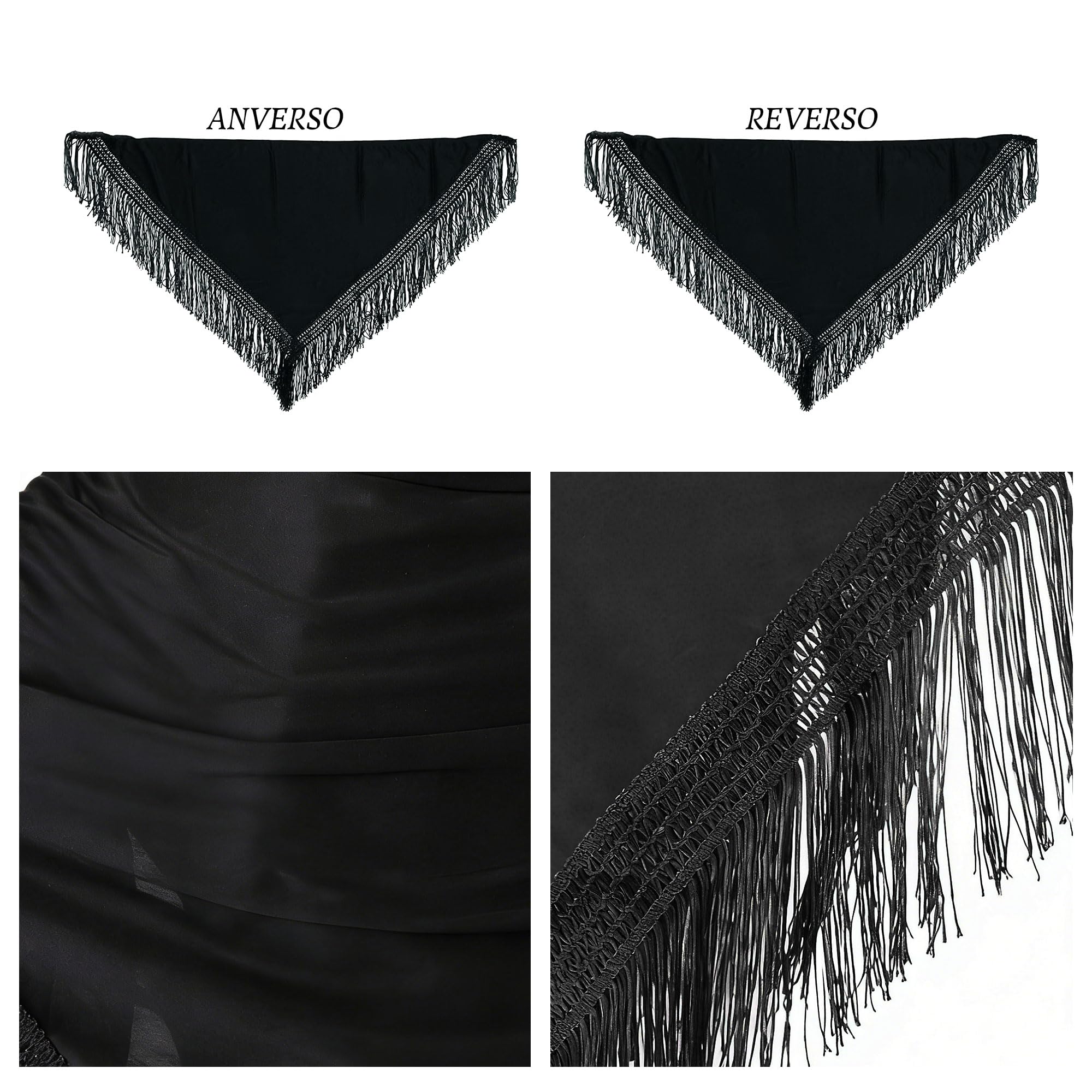 Wildarms Mantón de Sevillana Bordado con Flecos para Flamenco Feria Disfraz Baile Tradicional Mujer — view 7