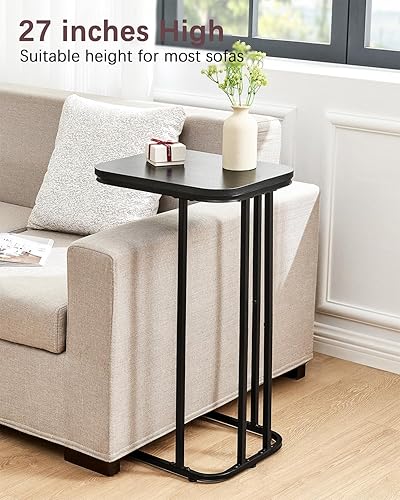 Miniatura 4 de Mesa auxiliar en forma de C, mesa auxiliar pequeña de 27 pulgadas de alto para sofá y cama, mesa de sofá que se desliza debajo, mesa alta de bandeja