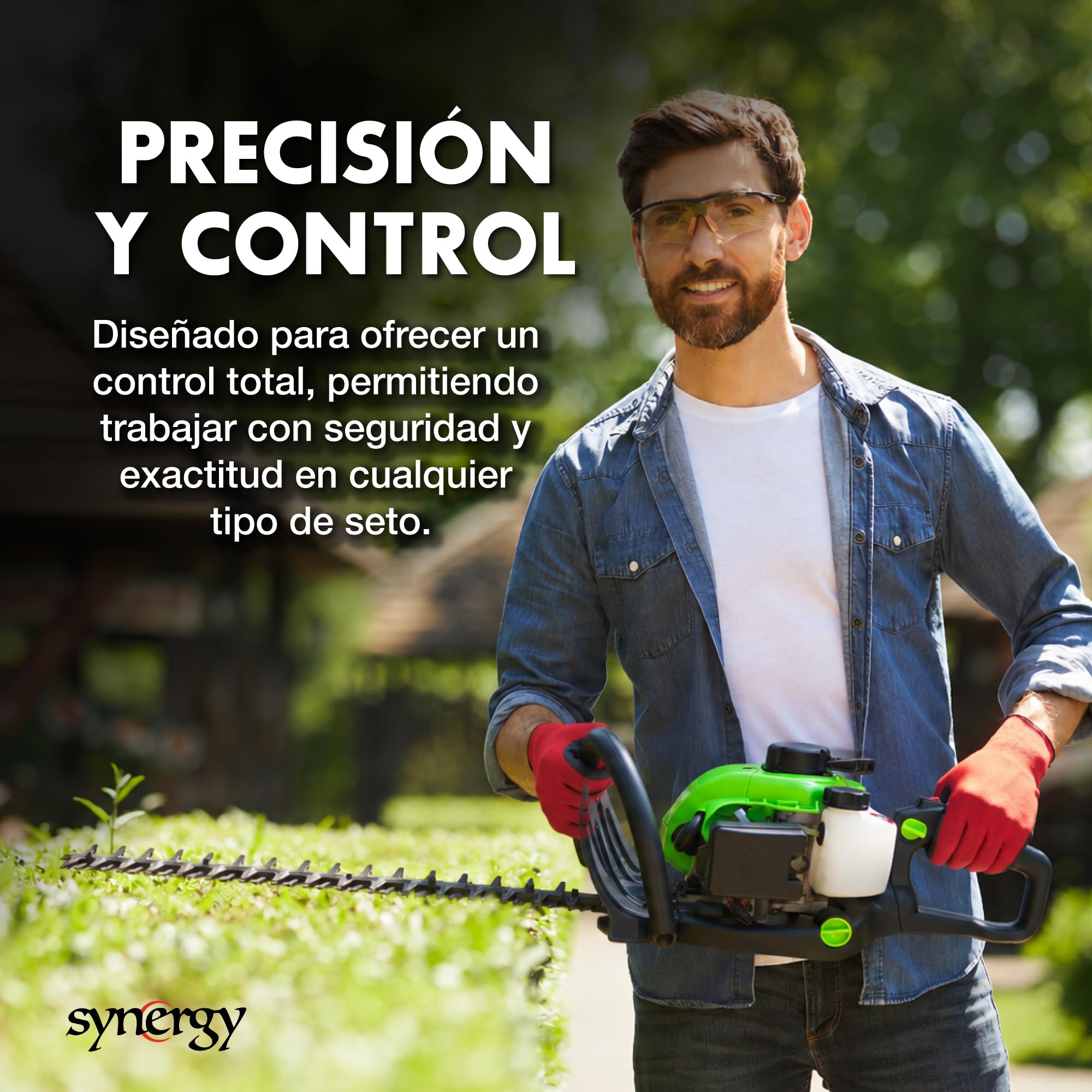 Synergy Cortasetos a Gasolina XT-26C – Motor 2 Tiempos 26cc 1CV – Cuchilla Doble 60cm, Manillar Giratorio 180° y Sistema Antivibración