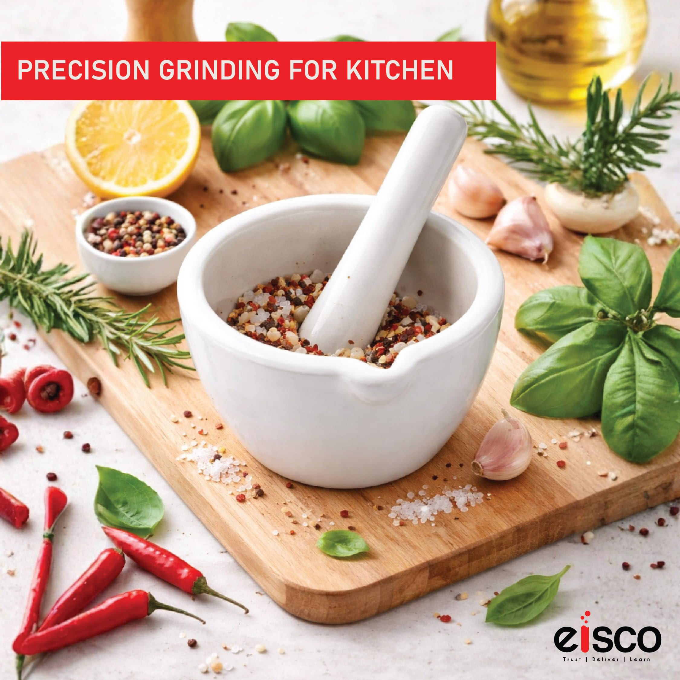 EISCO Mortar & Pestle Set - Porcelain Grinding Bowl -2 EISCO Mortar & Pestle Set - Porcelain Grinding Bowl -2