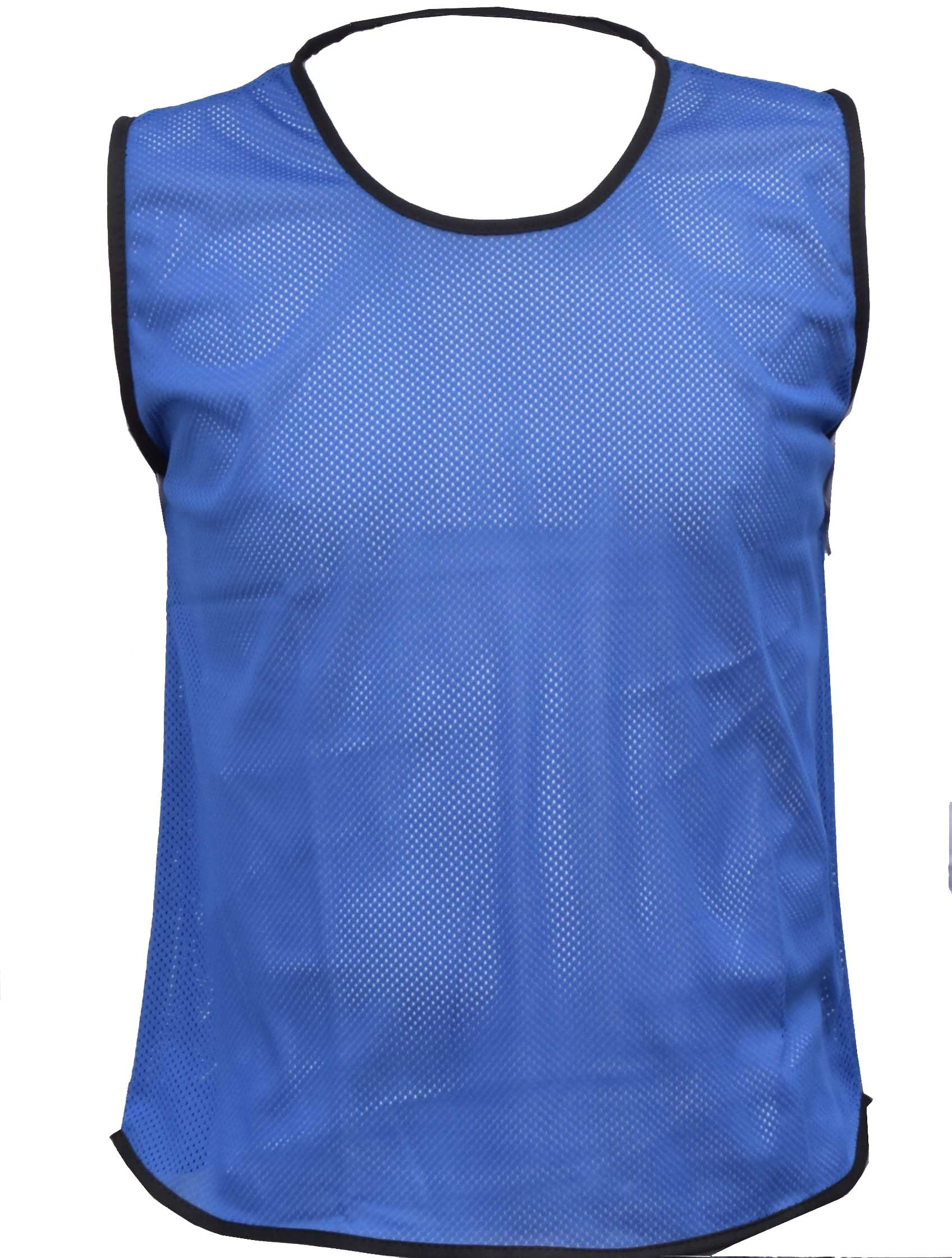 Pack of 10 Sports Training Bibs Football Rugby Hockey Netball Cricket Volleyball Vests Soccer Sports Club (7 Sizes 13 colours)) (YM (Under 8), Blue)