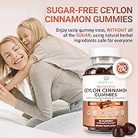 Vista 5 de Sugar-Free Ceylon Cinnamon Gummies (2,000mg/Serving) – Vegan, Gluten-Free Herbal Supplement – Replace Cinnamon Capsules, Pills & Powders – 60 Chews