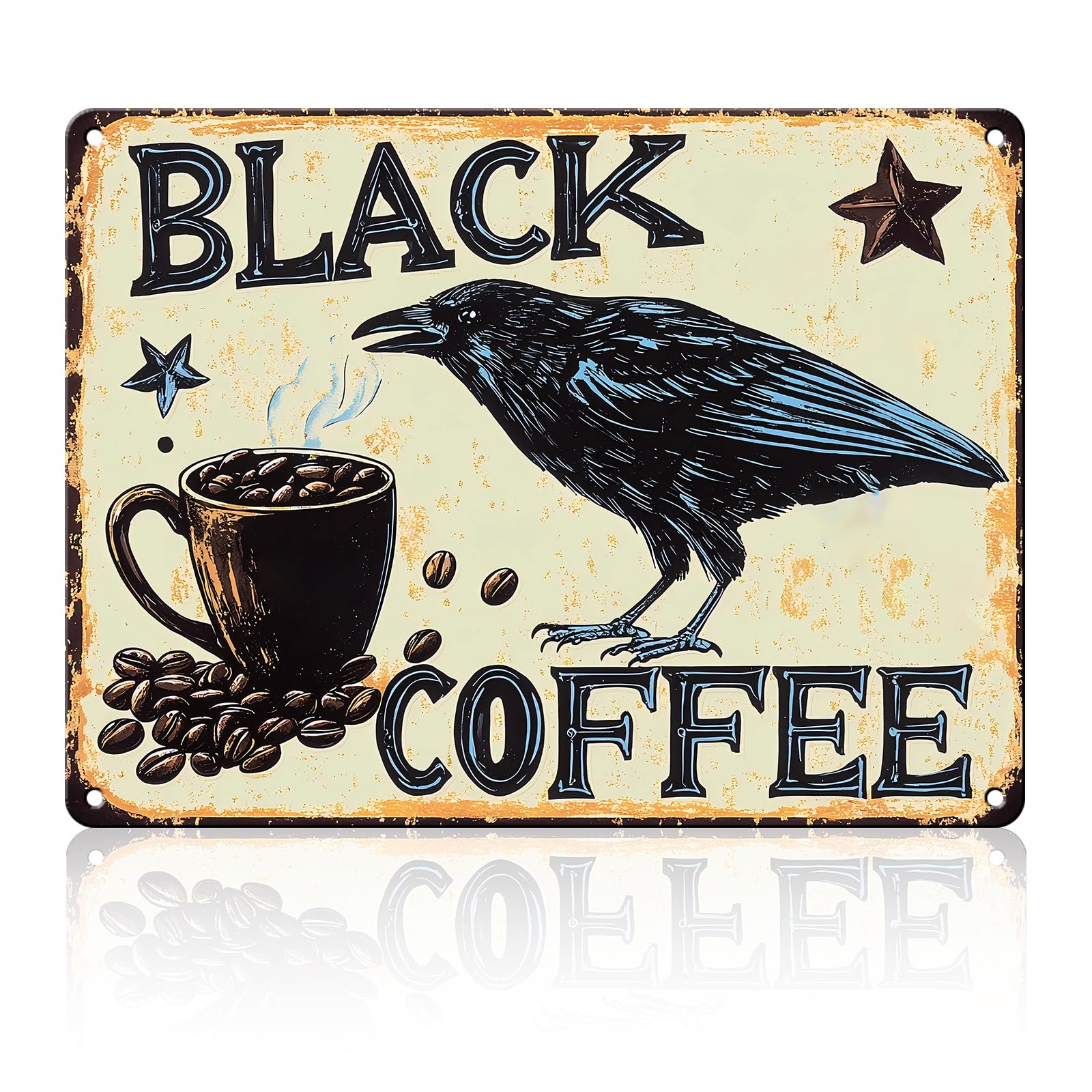 Anceky Black Coffee Tin Sign Funny Metal Sign Wall Decor for Farmhouse Yard Porch Entryway Outside 12×16 Inch