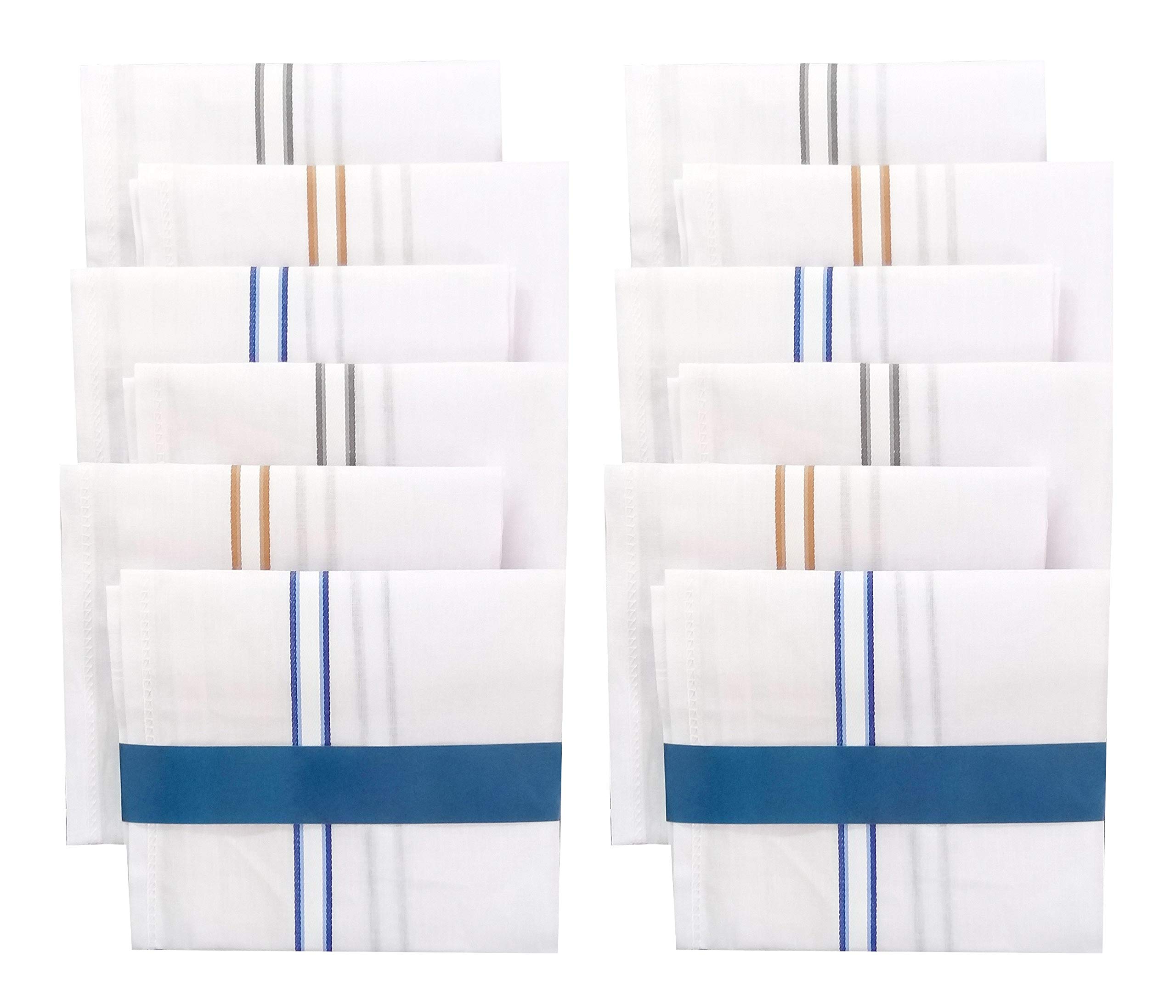 s4s 100% Cotton Essential Formal Handkerchiefs for Men (White Striped_42CM X 42CM)-picture-20
