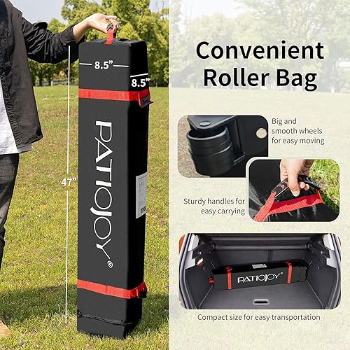 Miniatura 5 de Tangkula Tienda de campaña desplegable para exteriores de 10 x 10 pies, toldo instantáneo comercial ajustable en altura con bolsa rodante portátil,